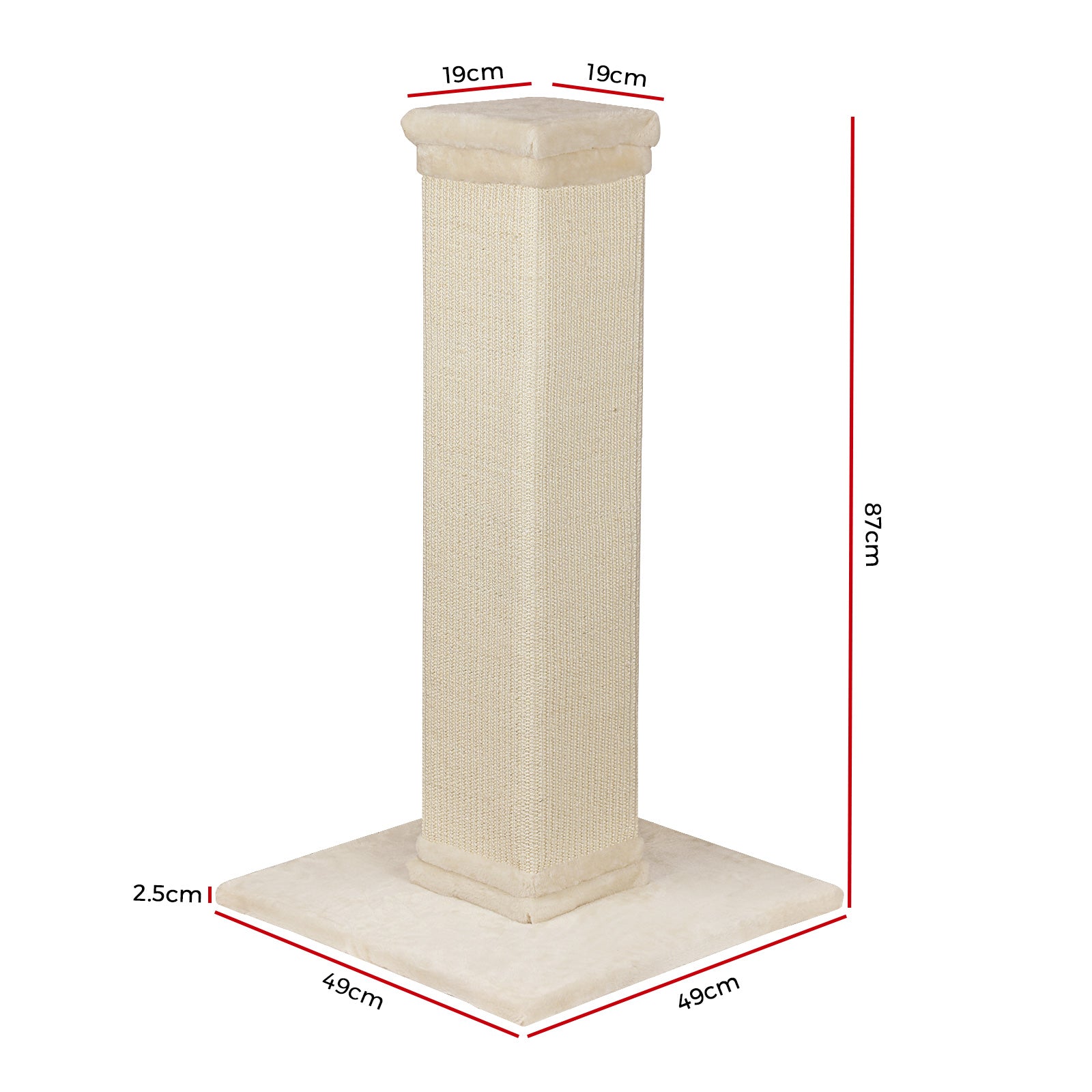 Cat Tree Scratching Post Pole Sisal Scratcher Tower Kitty Activity Stand 87cm