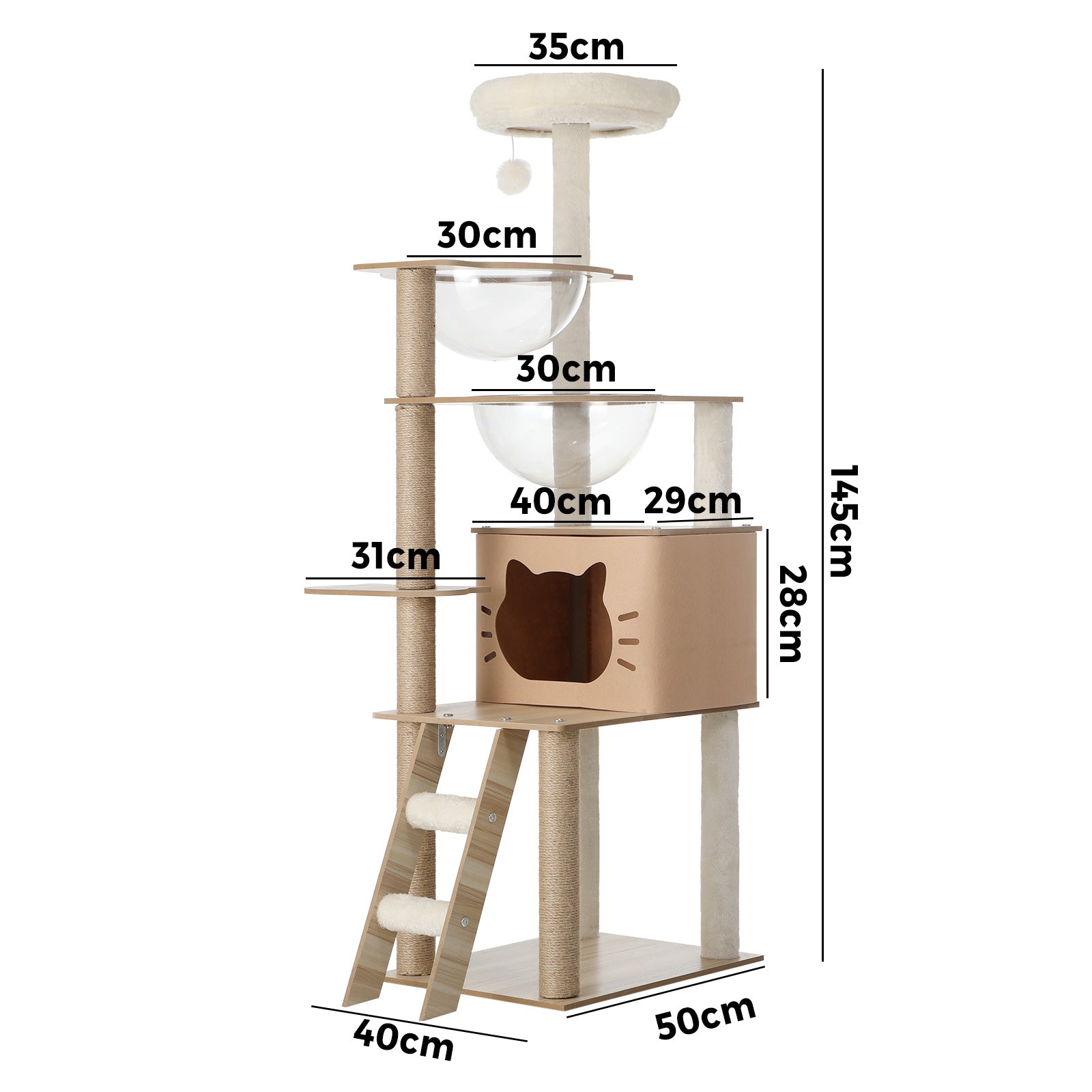 Alopet Cat Tree Tower Scratching Post Wood Scratcher Condo Detachable House