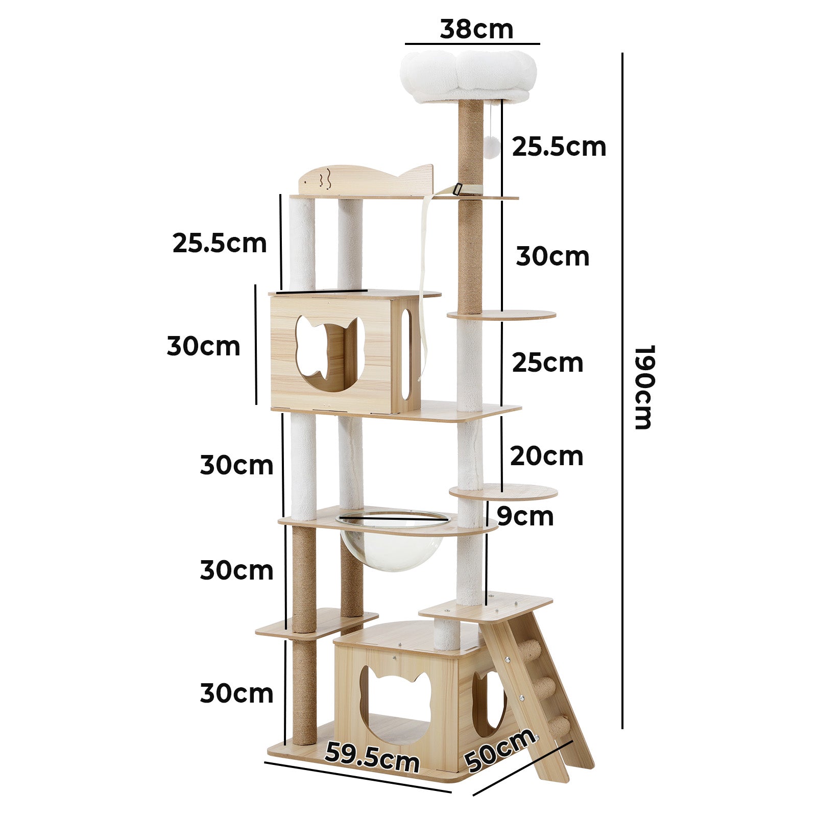 Alopet Cat Tree Tower Scratching Post Scratcher 190cm Condo House Bed Furniture