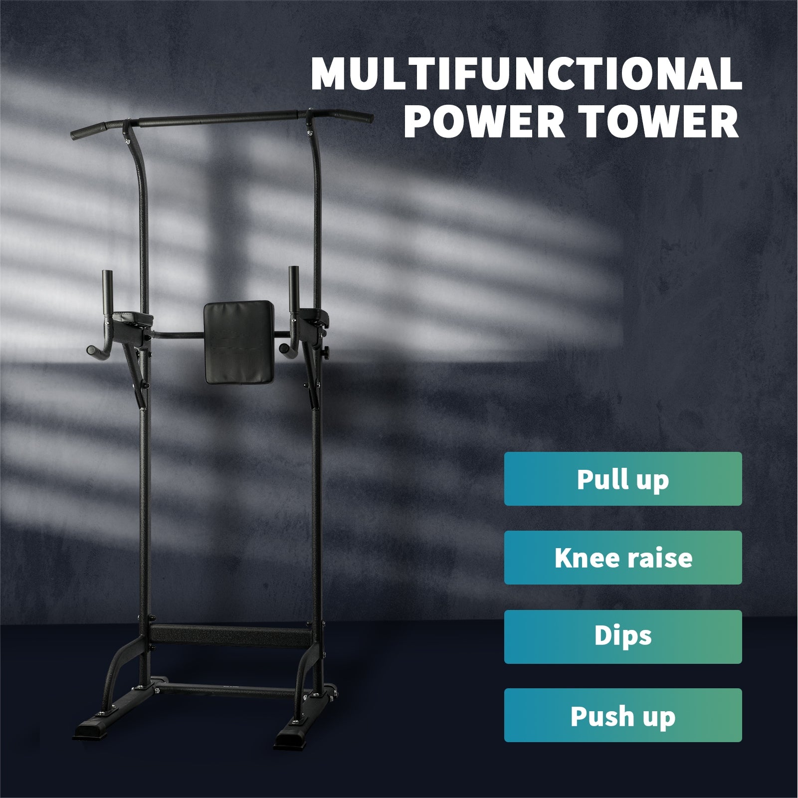 Finex Power Tower Chin Up Station Push Pull Up Bar Knee Raise Weight Dip Gym