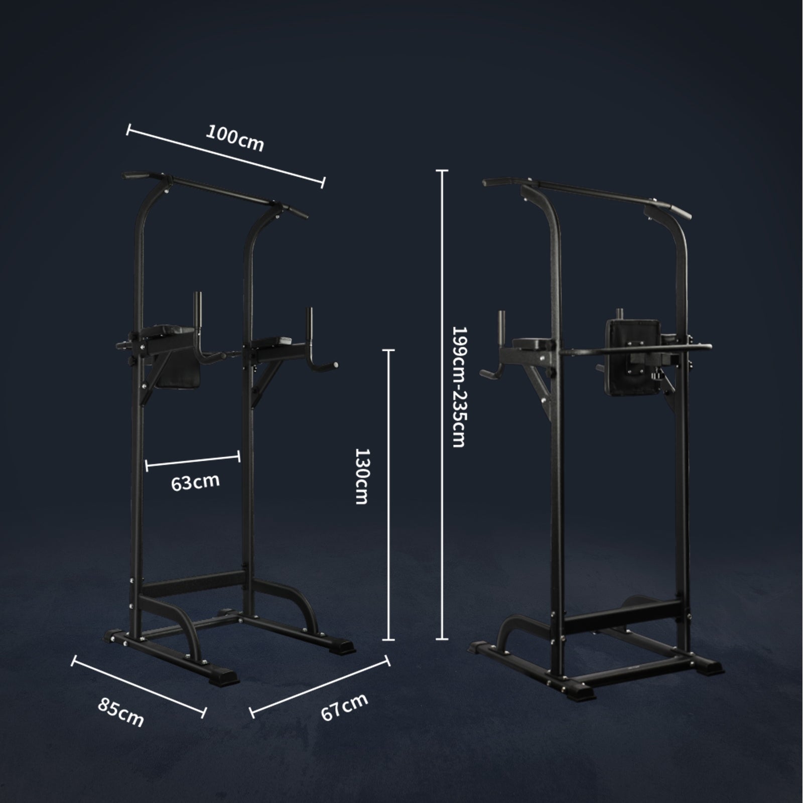 Finex Power Tower Chin Up Station Push Pull Up Bar Knee Raise Weight Dip Gym