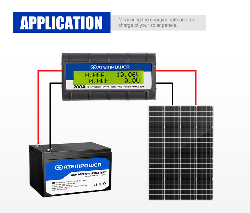 200 AMP Digital Volt Watt Meter Caravan 4x4 Camping Solar 12V Ammeter Voltmeter