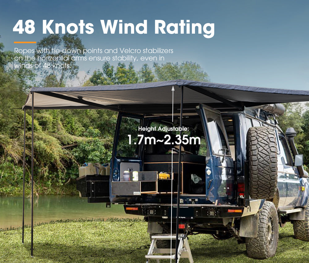 San Hima 180 Degree Free-Standing Awning 600D Double-Ripstop Oxford UPF50+ 4X4