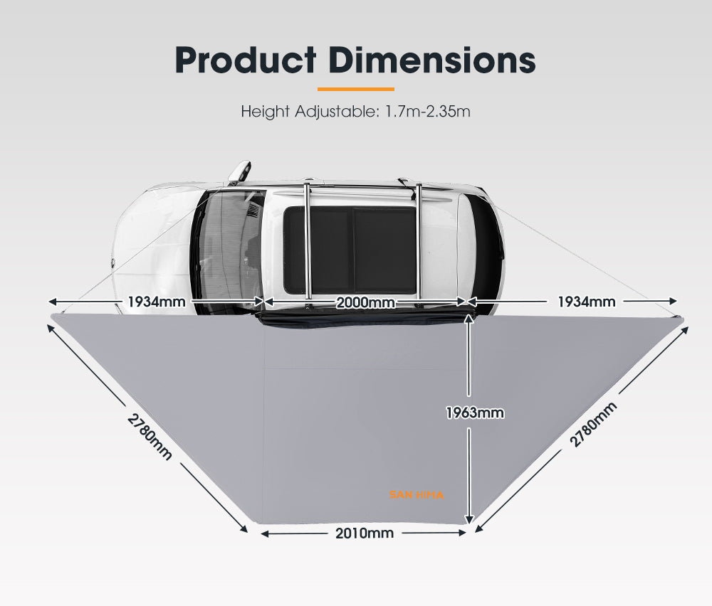 San Hima 180 Degree Free-Standing Awning 600D Double-Ripstop Oxford UPF50+ 4X4