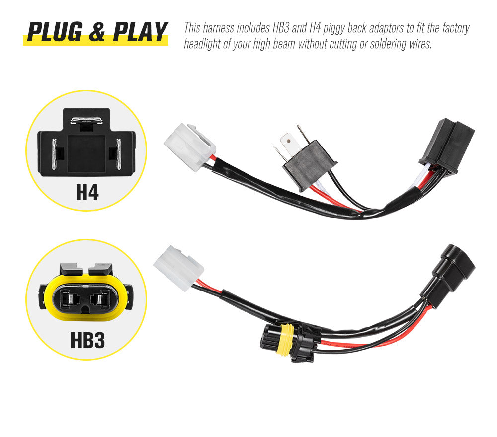 Lightfox Dual Connector Plug & Play Smart Harness High Beam Driving Wiring kit