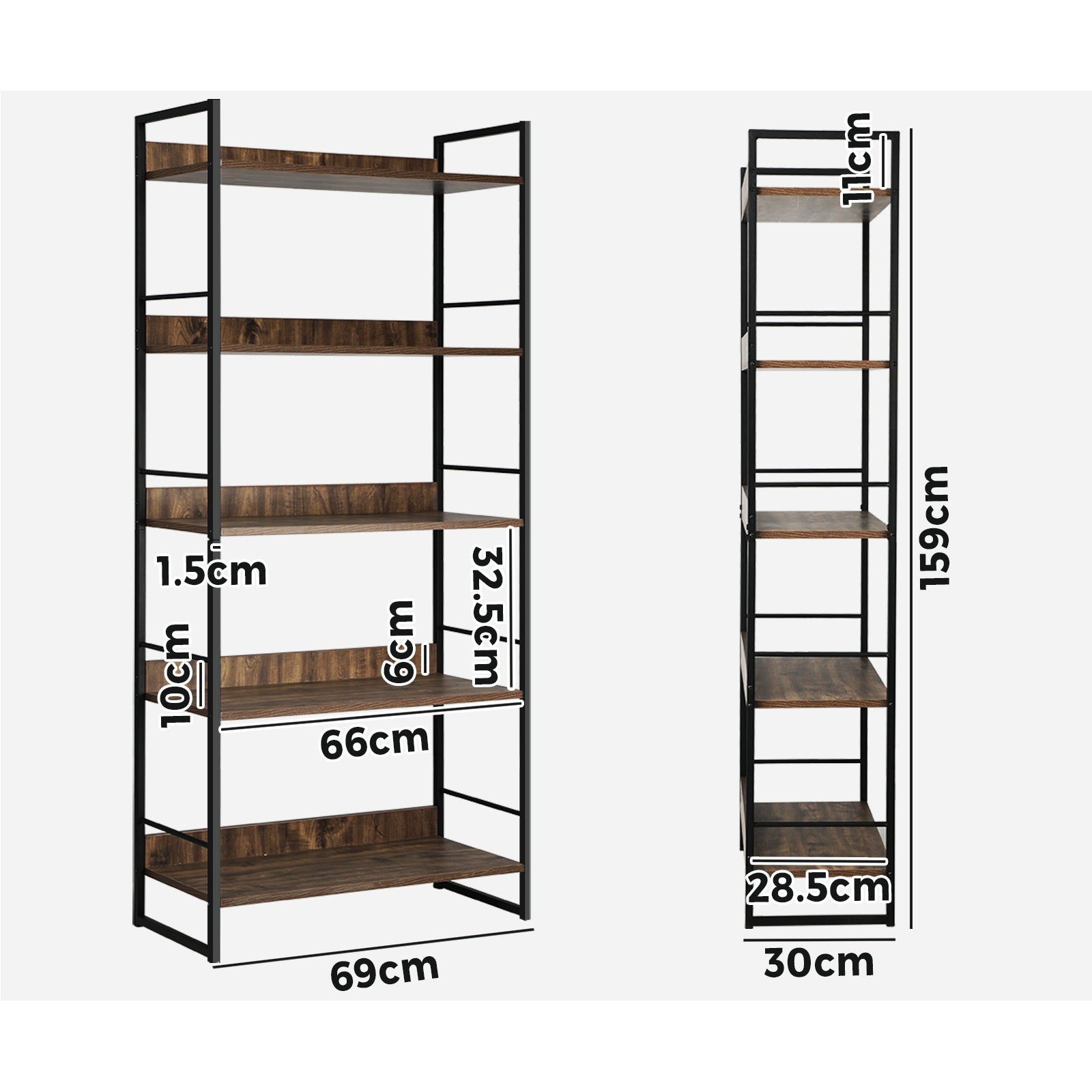 Oikiture Display Shelves Bookshelf Bookcase Shelf Storage Industrial Furniture