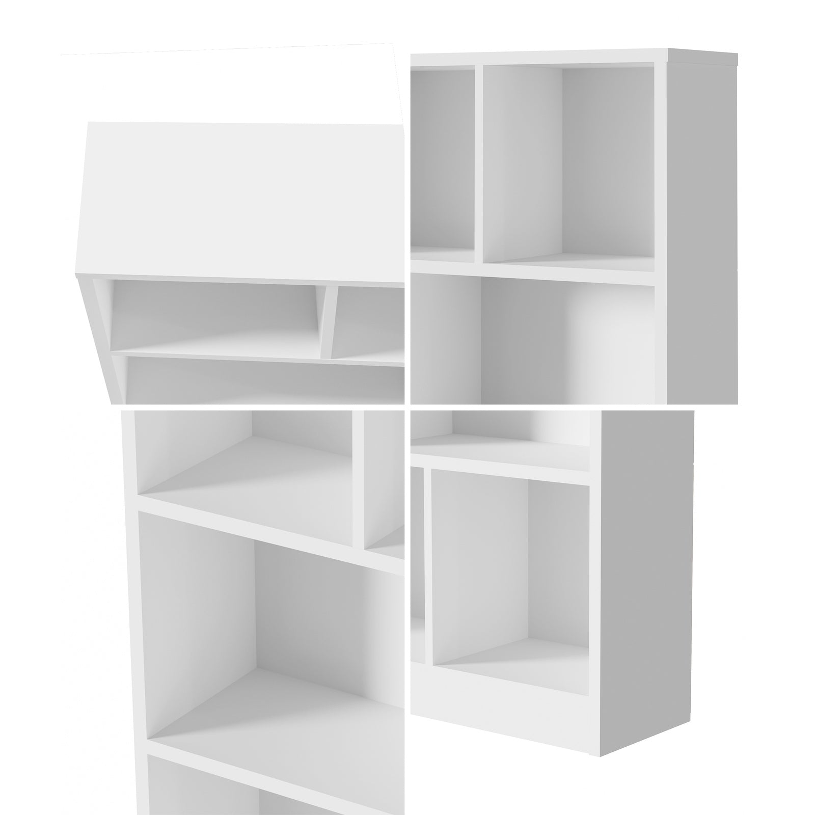 Oikiture Bookshelf Bookcase Display Shelves Unit Storage Organizer Stand White