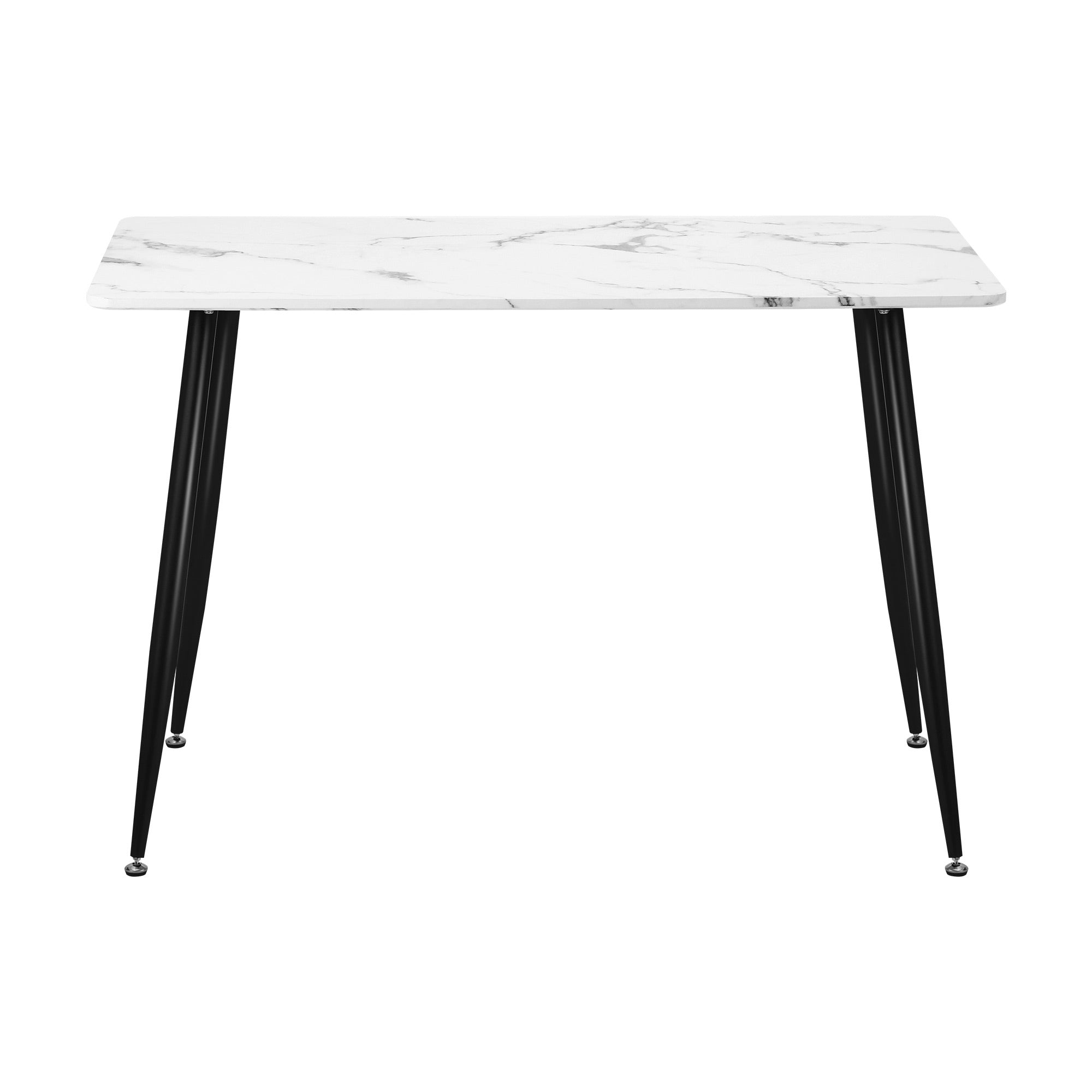 Oikiture 120cm Dining Table Rectangle Wooden Table With Marble Effect Metal Legs