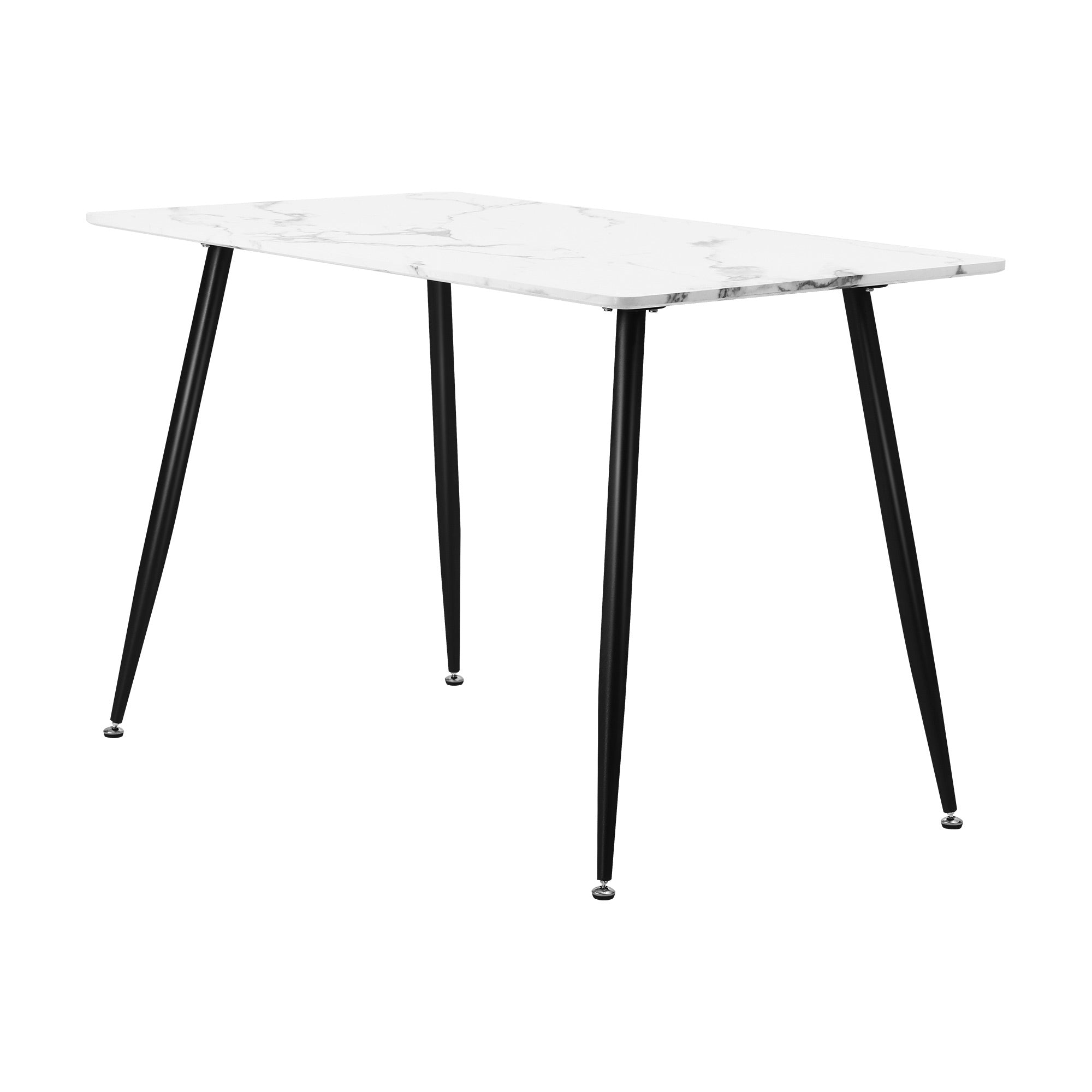 Oikiture 120cm Dining Table Rectangle Wooden Table With Marble Effect Metal Legs