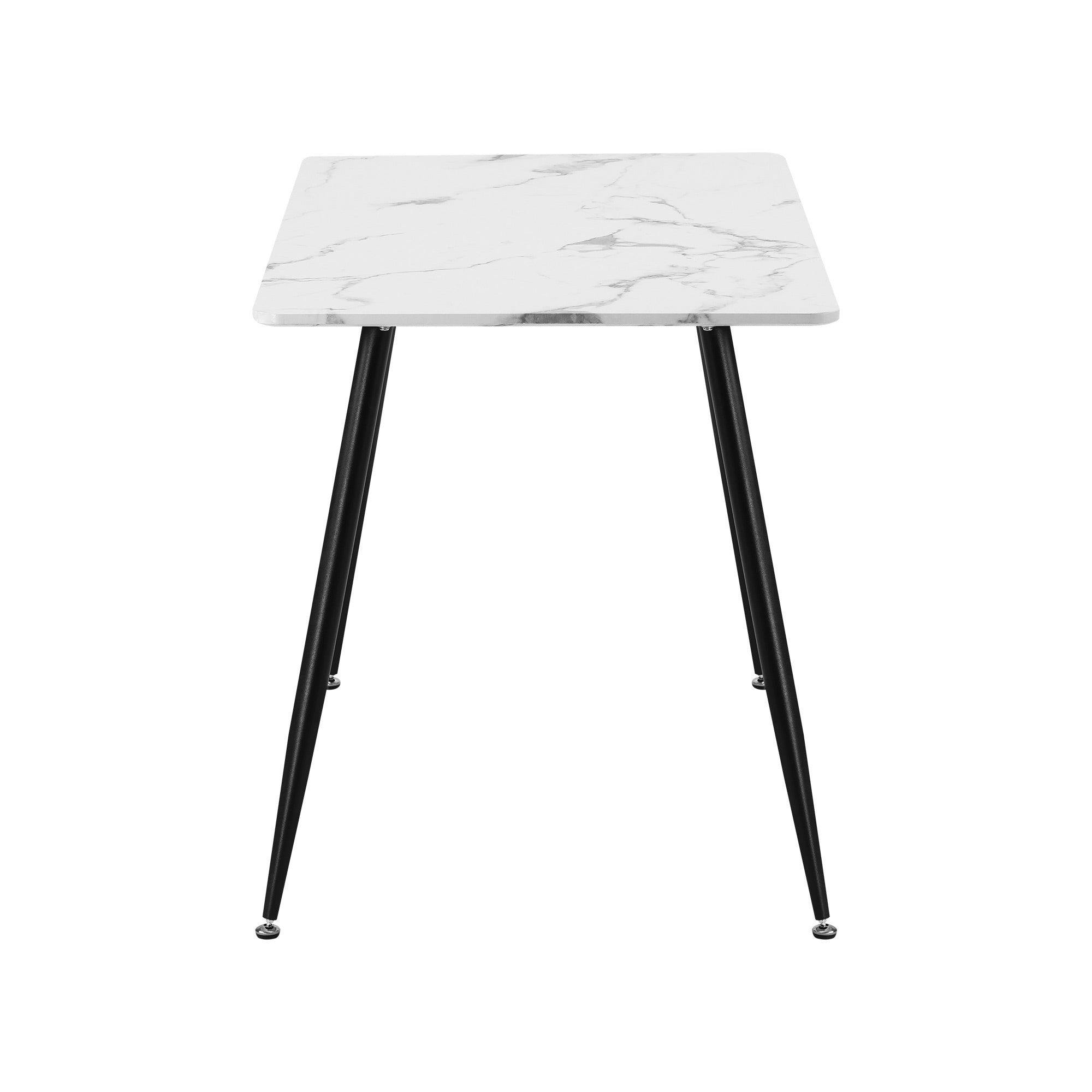 Oikiture 120cm Dining Table Rectangle Wooden Table With Marble Effect Metal Legs