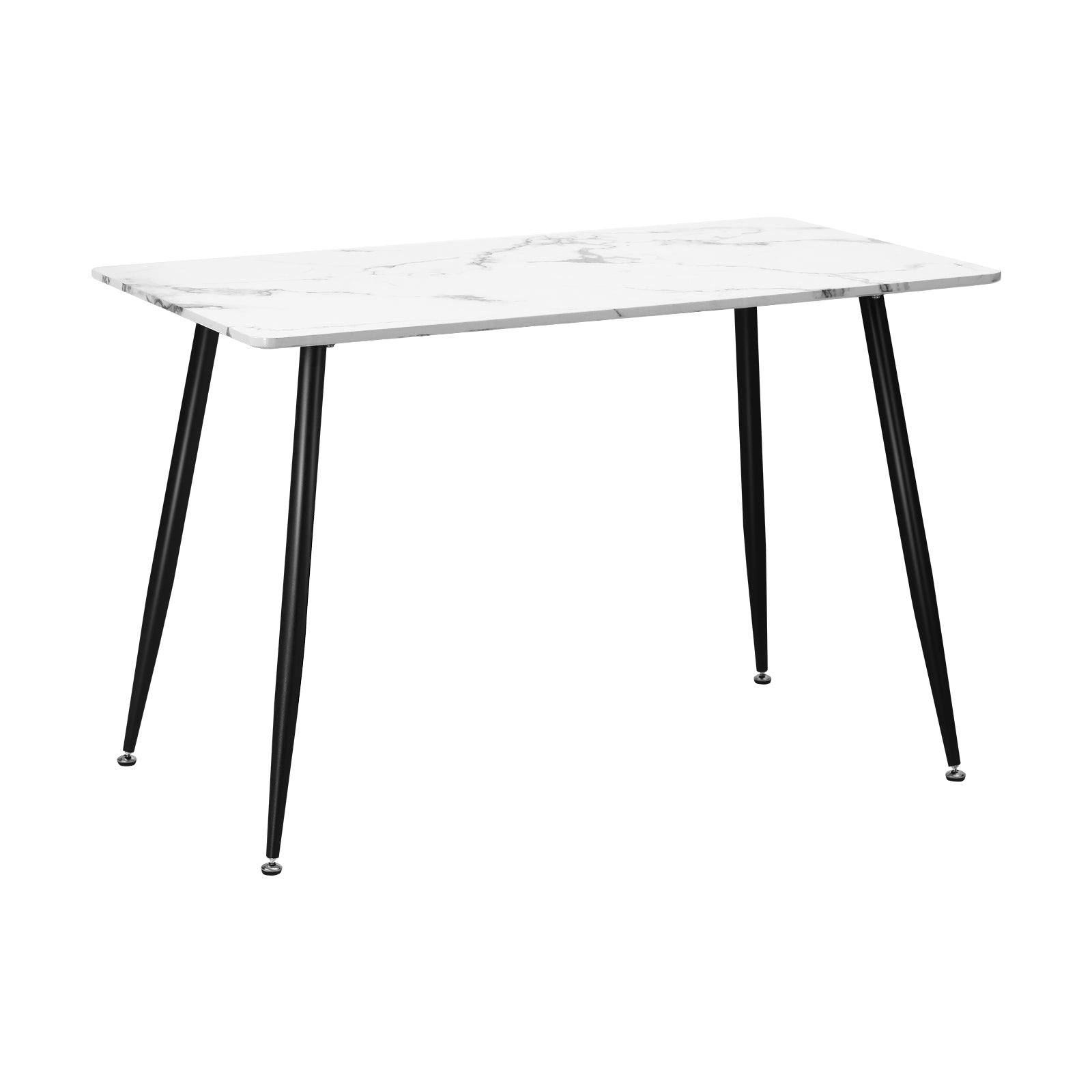 Oikiture 120cm Dining Table Rectangle Wooden Table With Marble Effect Metal Legs