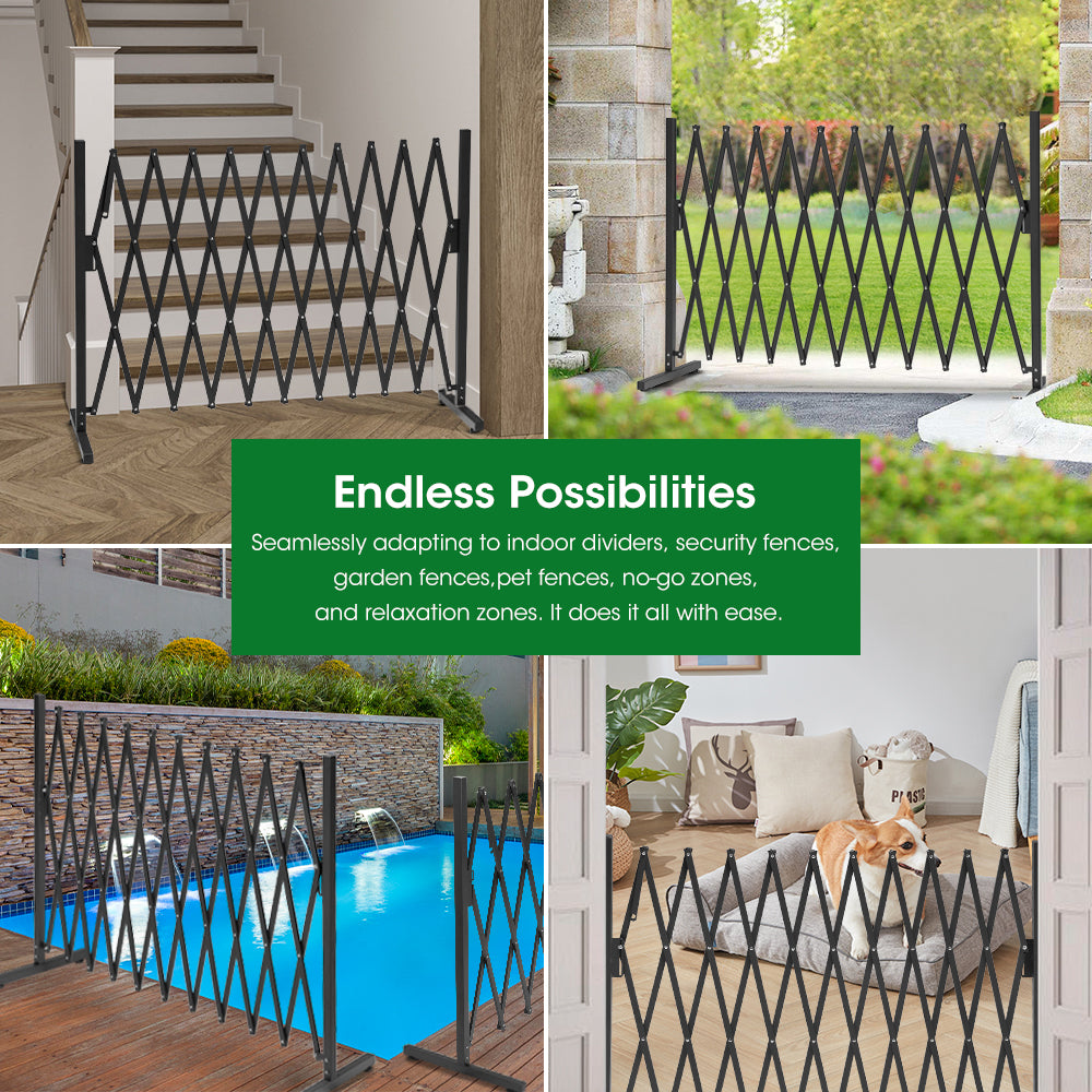 ZUNI Garden Security Fence Gate Expandable Aluminum Barrier Indoor Outdoor Black