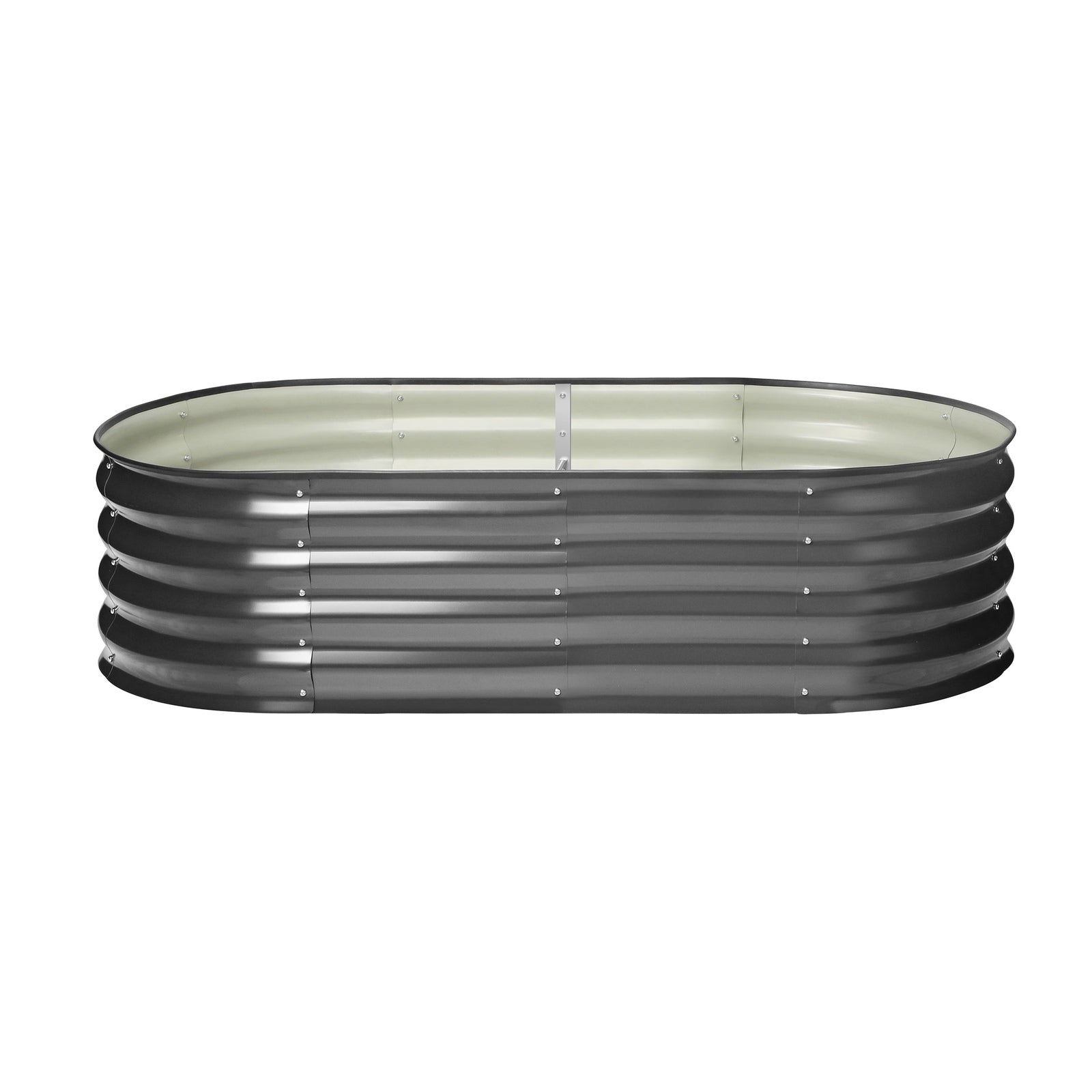 Livsip x3 Garden Bed Oval Galvanised Raised Steel Vegetable Planter 160X80X42CM