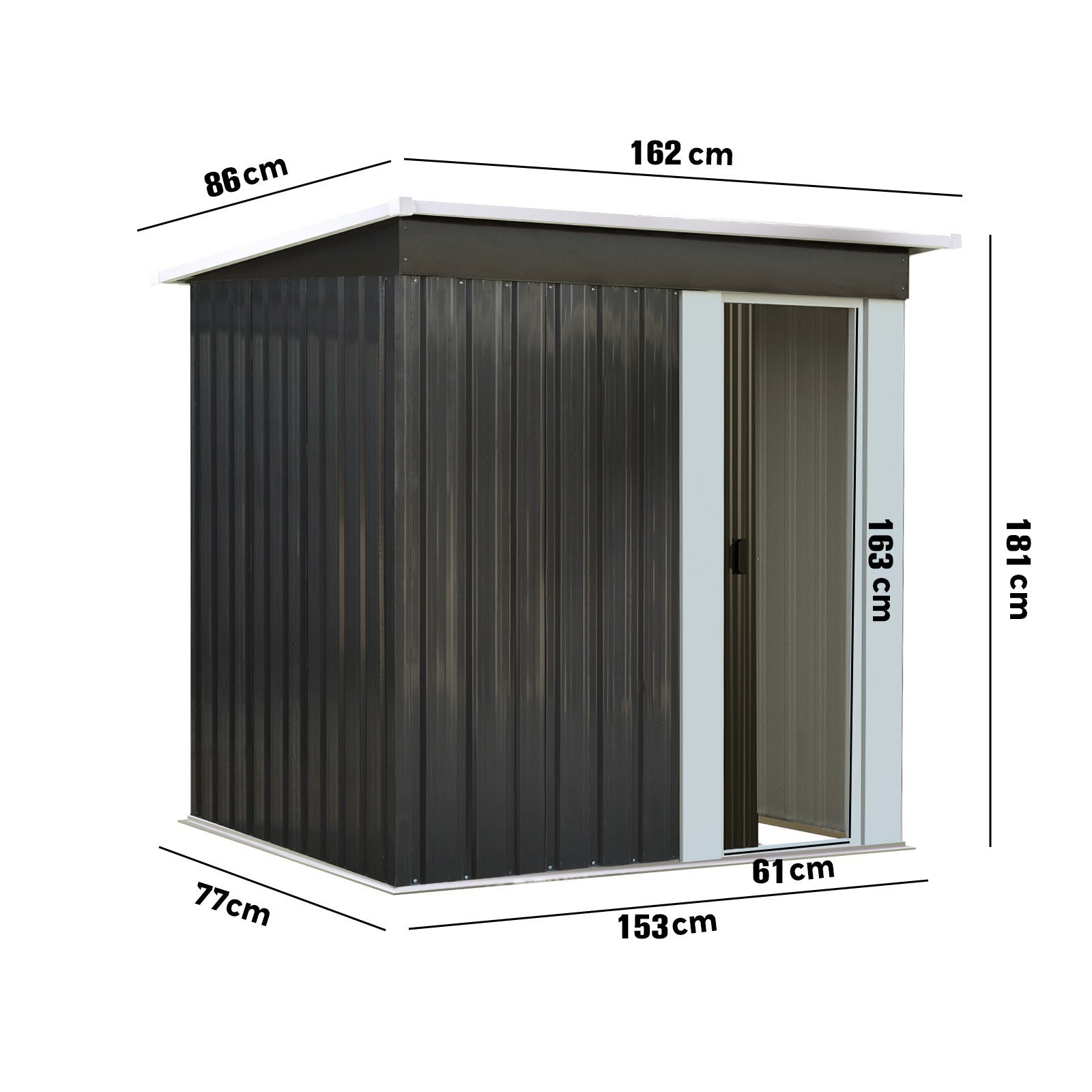 Livsip Garden Shed Outdoor Storage Sheds 1.62x0.86M Workshop Cabin Metal House