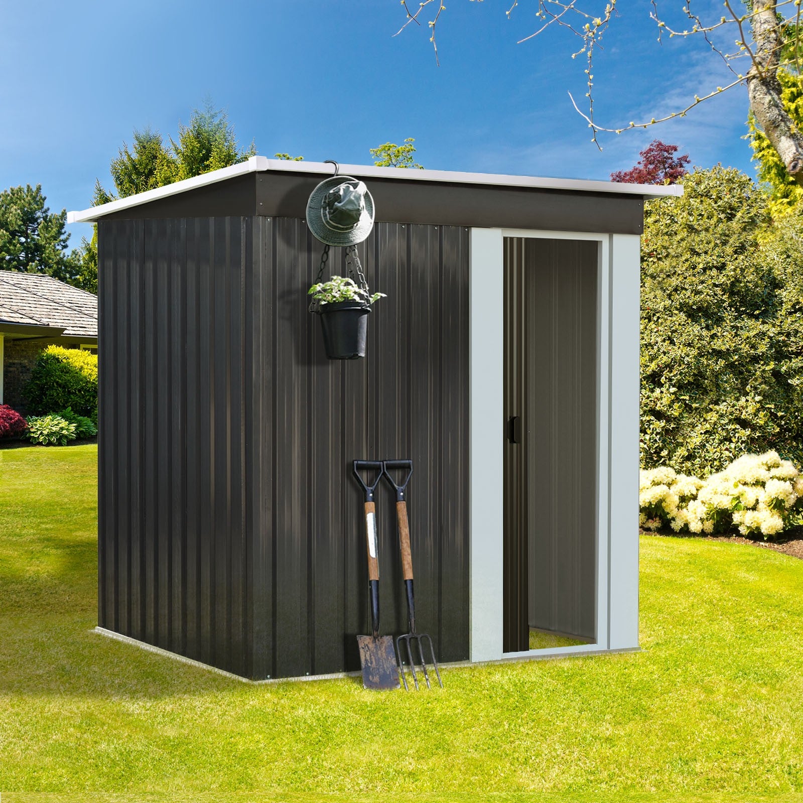 Livsip Garden Shed Outdoor Storage Sheds 1.62x0.86M Workshop Cabin Metal House