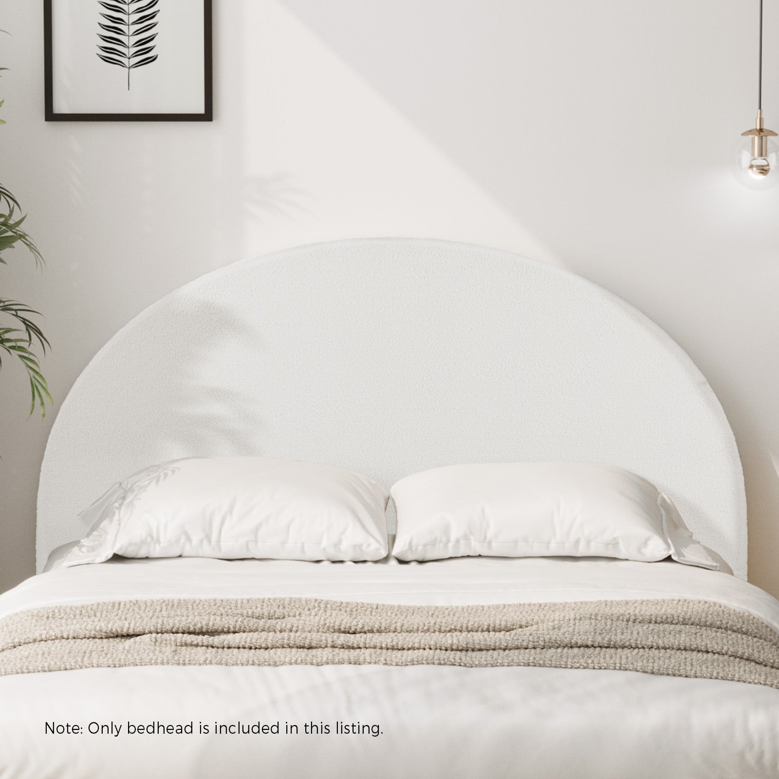 Oikiture Bed Head King Size Headboard Bedhead Boucle White