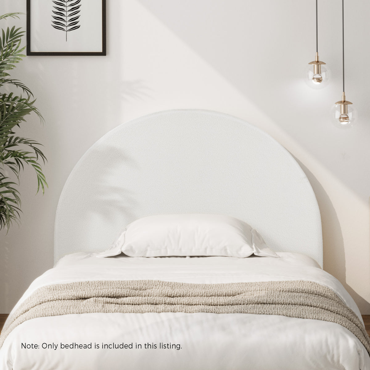 Oikiture Bed Head King Single Size Headboard Bedhead Boucle White