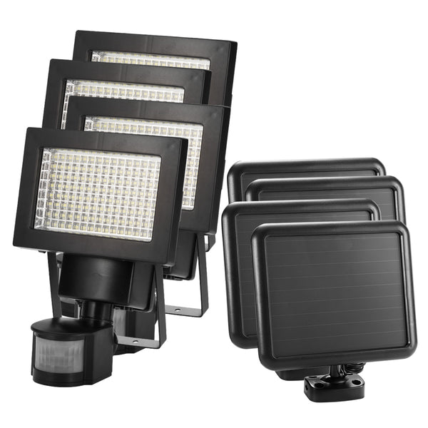 120 LED Solar Security Light (Black) — with separate solar panel