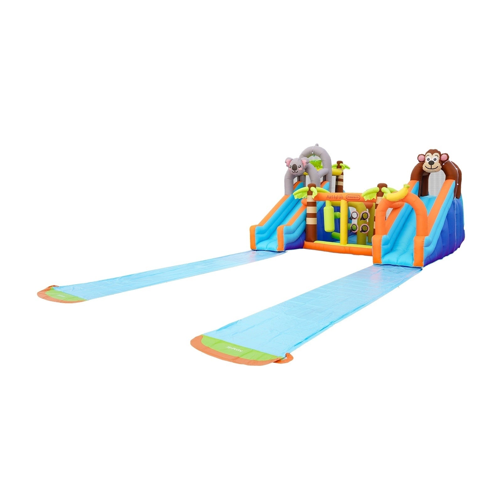 AirMyFun 12 Play Zones Inflatable Dual Water Slide Animal Theme Jumping Castle