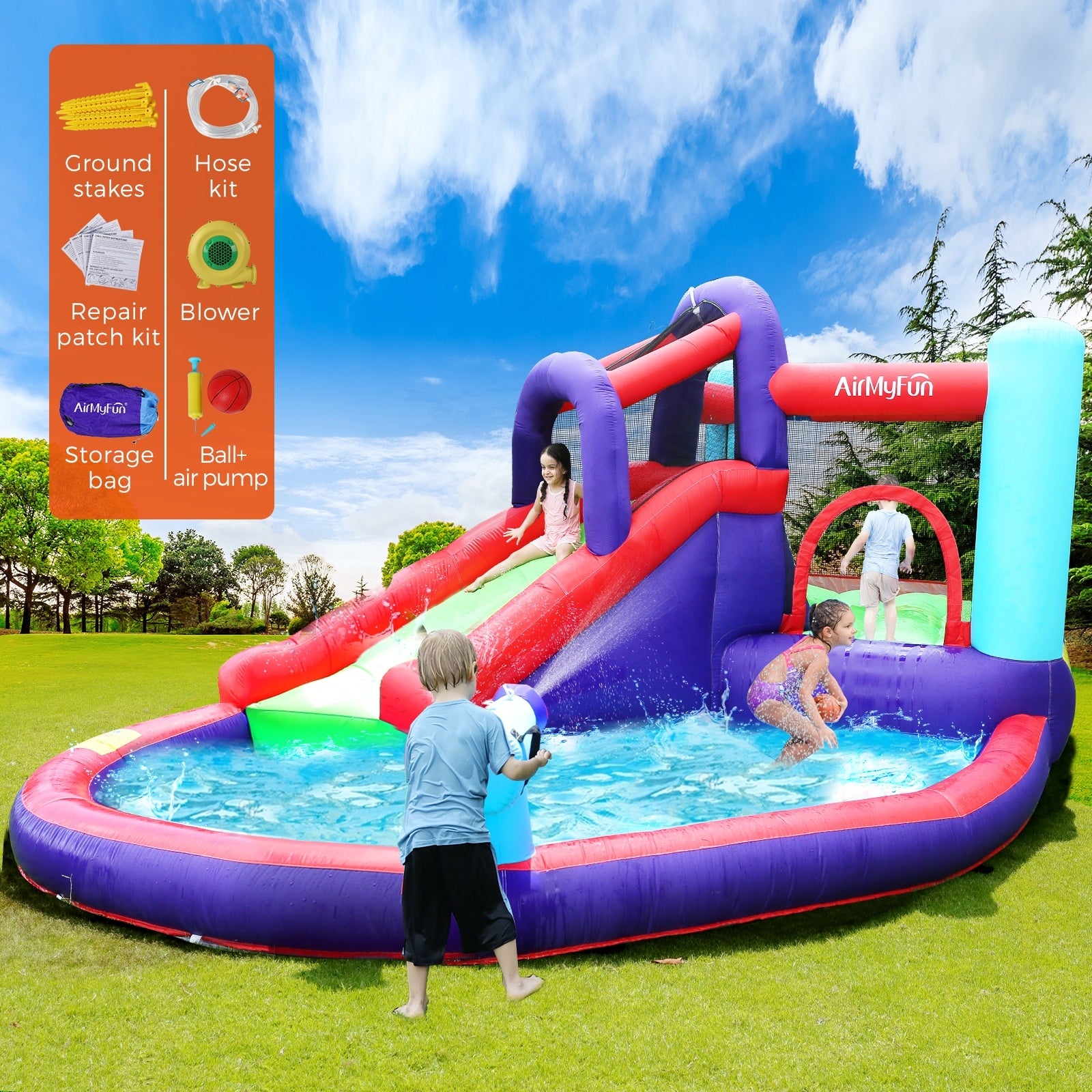 AirMyFun Inflatable Bounce House Water Slide Outdoor Jumping Castle Kids Toy