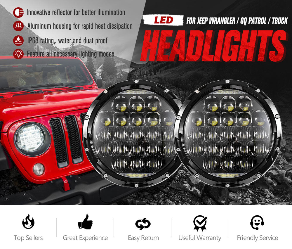 Lightfox JEEP Lighting 25000LM (High Beam)&12000LM(Low Beam) 200W/pair