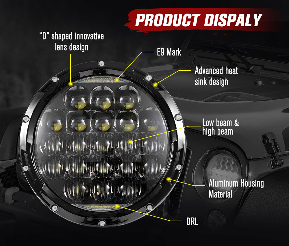 Lightfox JEEP Lighting 25000LM (High Beam)&12000LM(Low Beam) 200W/pair