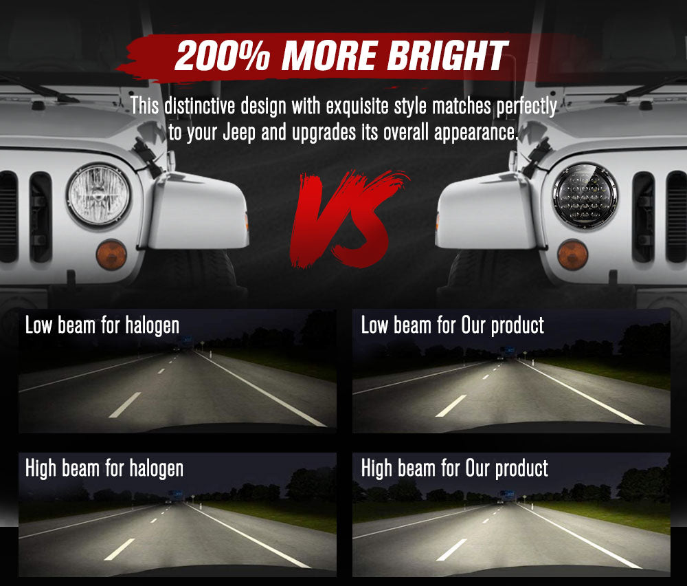 Lightfox JEEP Lighting 25000LM (High Beam)&12000LM(Low Beam) 200W/pair