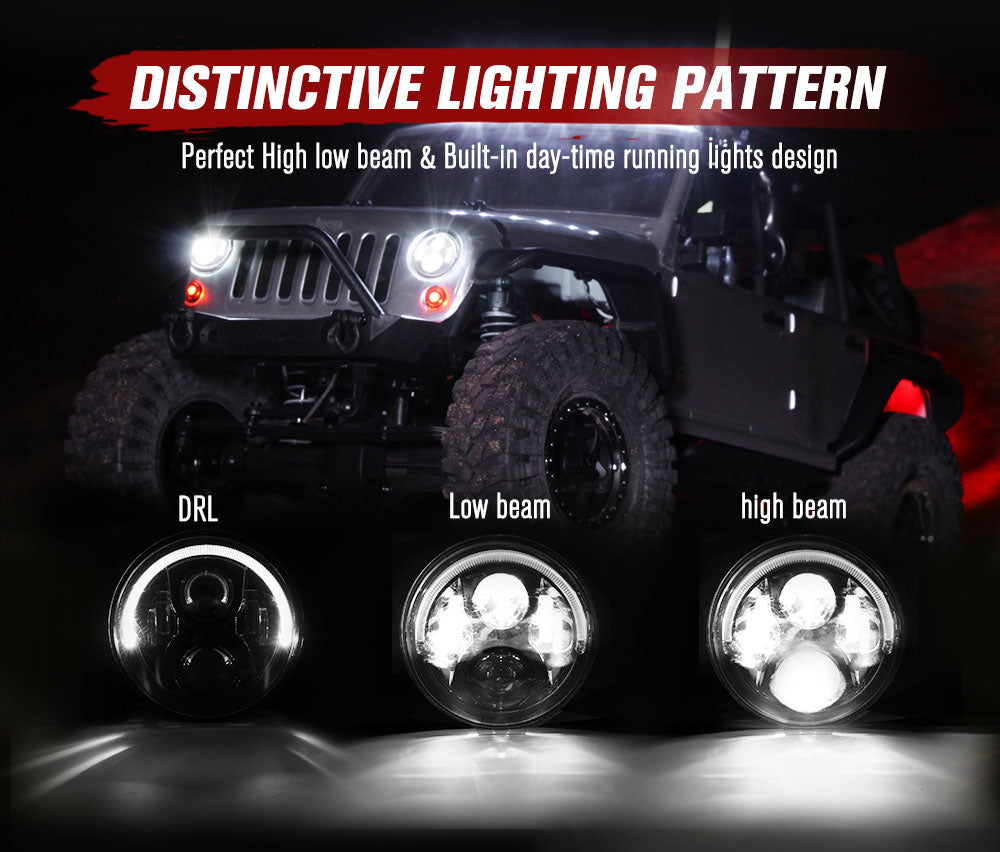 2x 7inch LED Headlights Insert Hi/Lo Beam ADR Approved For Jeep Wrangler JK 07-18