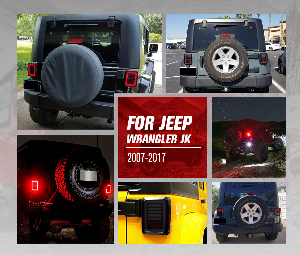 2x Smoked LED Tail Lights Brake Turn Reverse for Jeep Wrangler JK 07-17 OEM