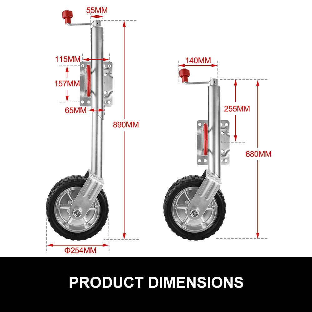 Jockey Wheel 10" Inch Swing Up Rubber Wheel 1000kg Caravan Boat Trailer