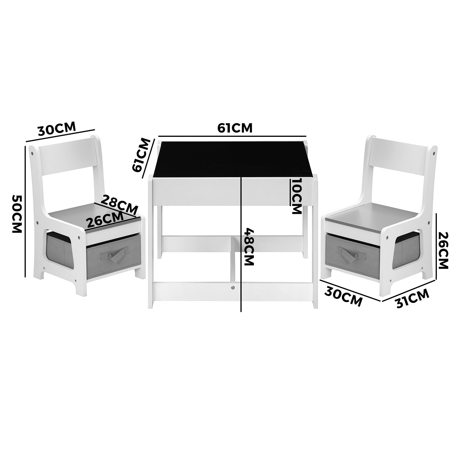 Oikiture Kids Table and Chairs Set Activity Play Study Desk w/ Toys Storage Box