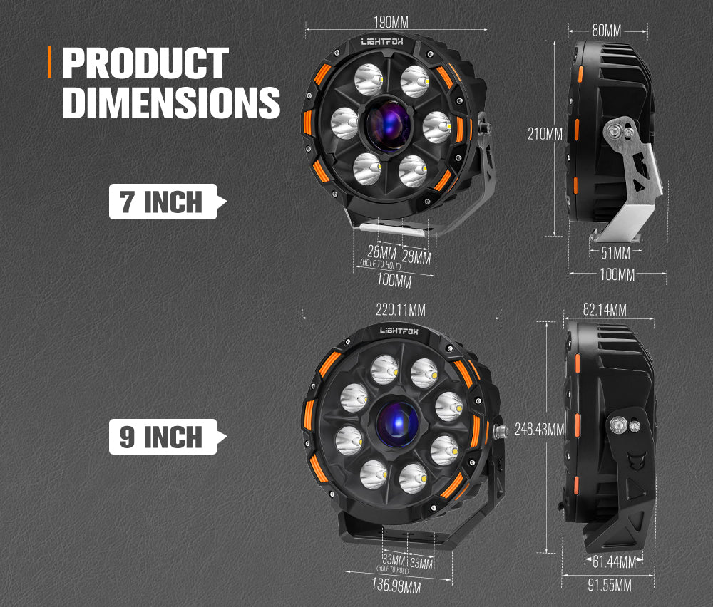 Lightfox 7 inch+9 inch Osram Laser LED Driving Lights