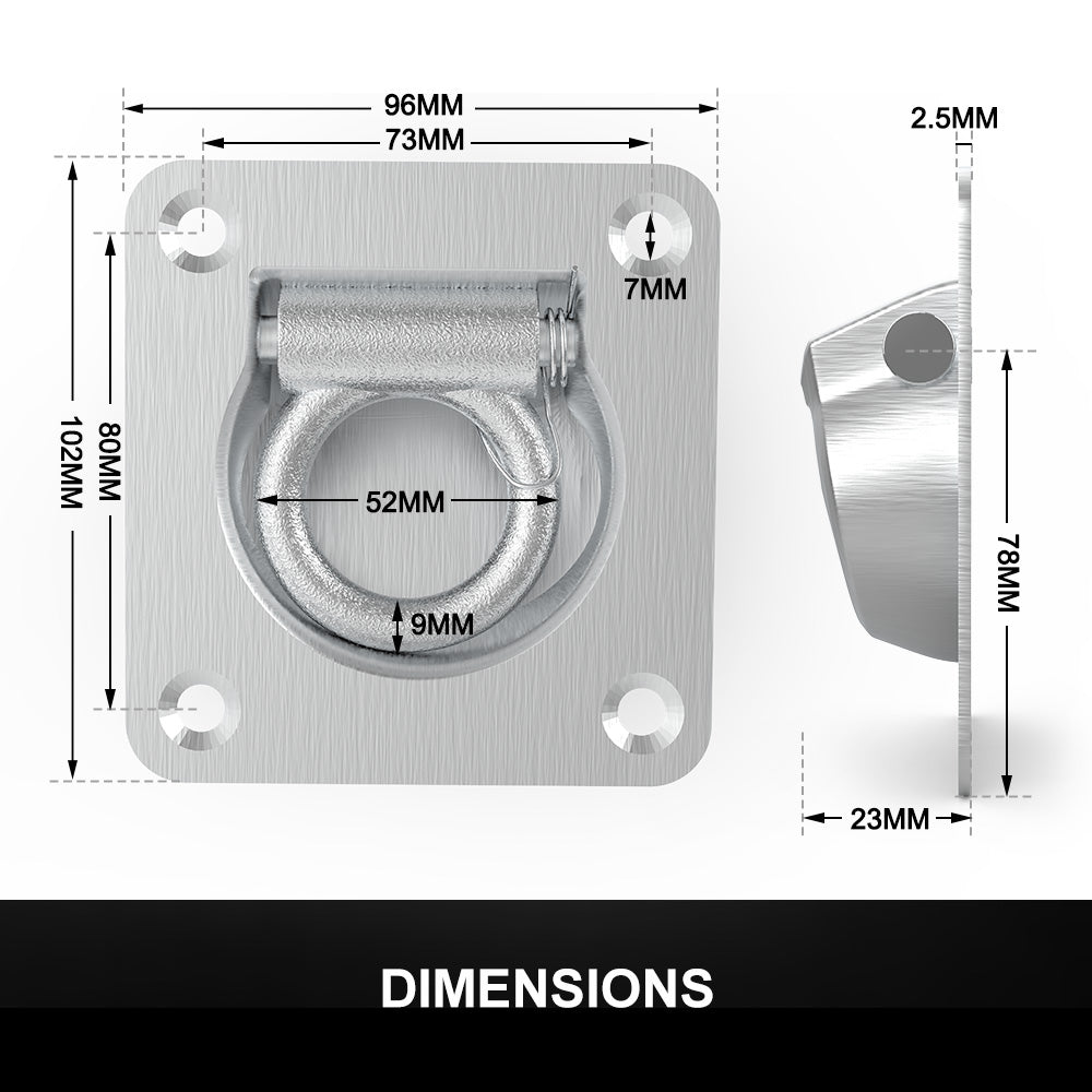 10x Lashing Ring Zinc Plated Tie Down Points Anchor Ute Trailer 96 X 102mm New