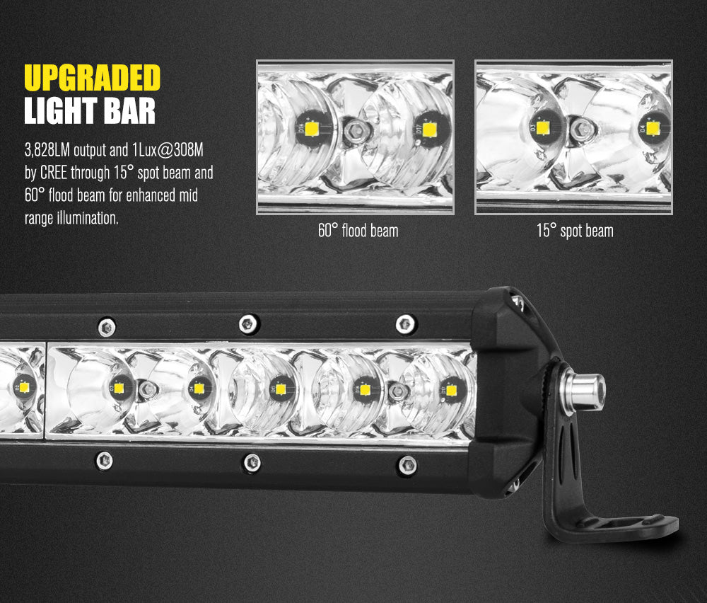 Lightfox 9inch Spot Light/ 20inch Light Bar LED Driving Light 1 Lux @