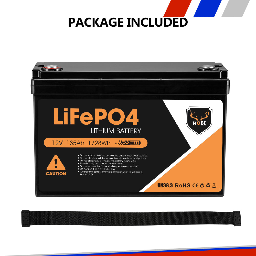 Mobi 12V 135AH Lithium Iron Phosphate Battery LiFePO4 Deep Cycle