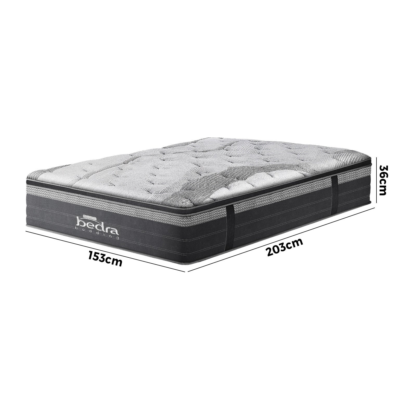 Bedra Queen Mattress Breathable Spring Euro Top Natural Latex Foam 36cm 7 zone