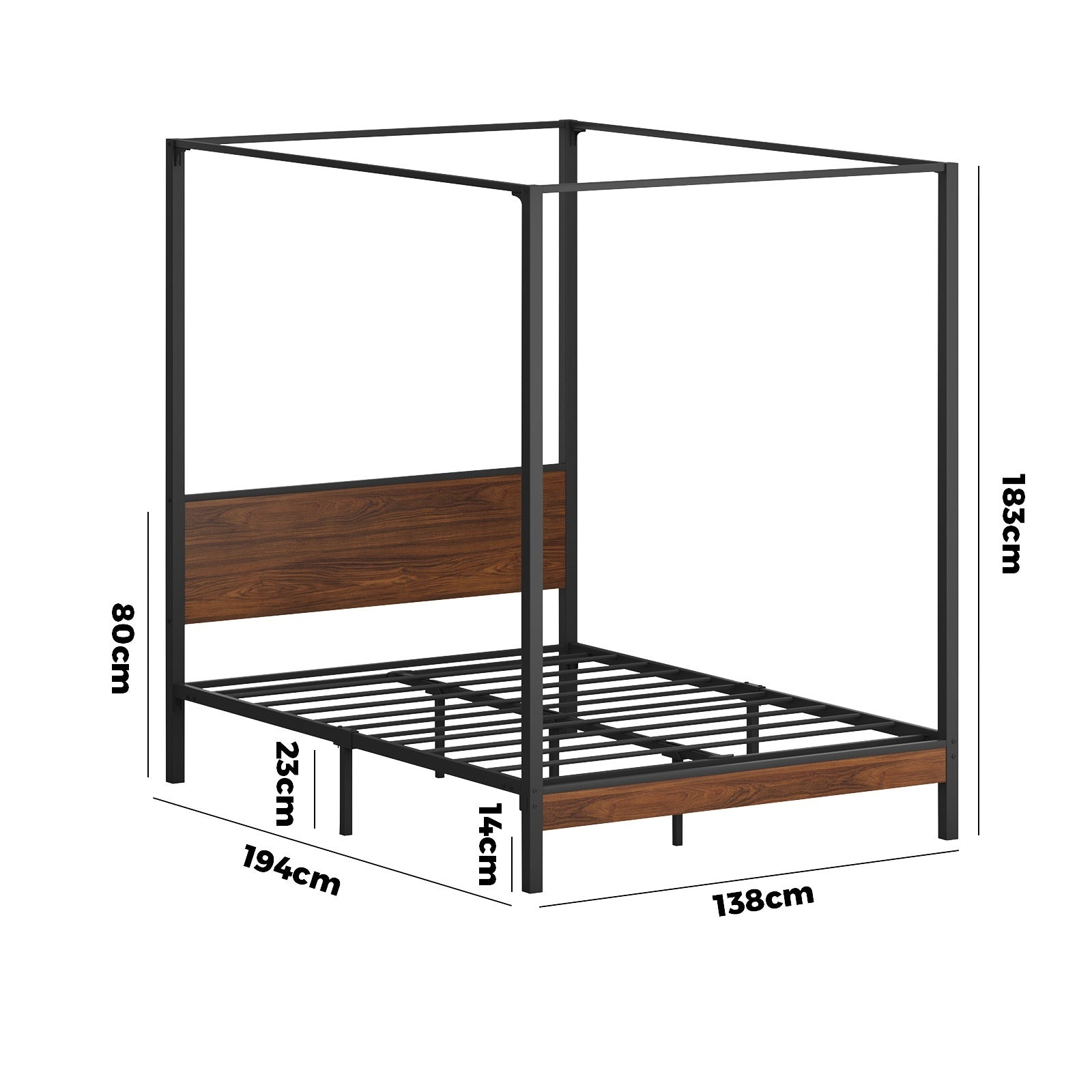 Oikiture Metal Canopy Bed Frame Double Size Beds Platform