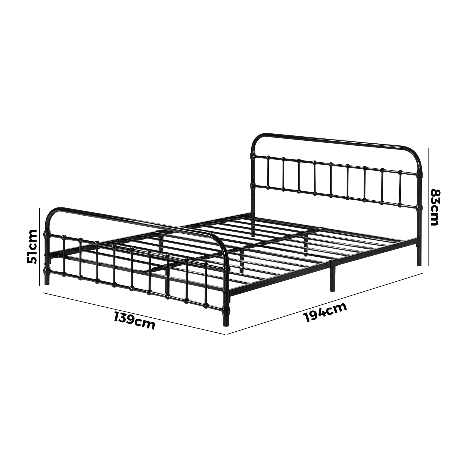 Oikiture Metal Bed Frame Double Size Bed Base Platform