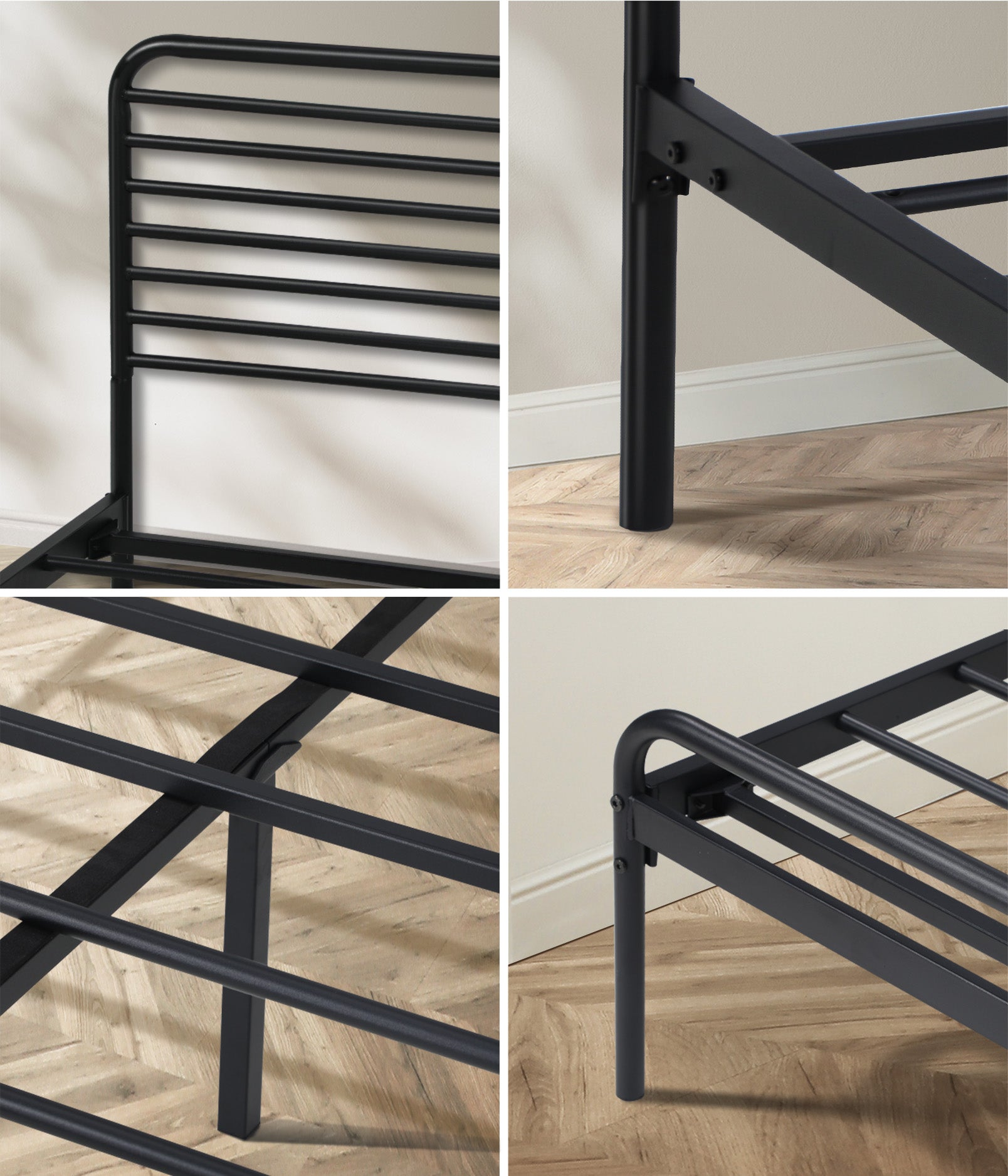 Oikiture Metal Bed Frame Queen Size Bed Base Platform