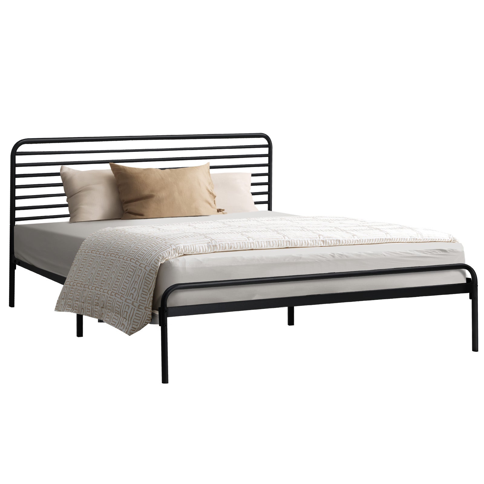 Oikiture Metal Bed Frame Queen Size Bed Base Platform