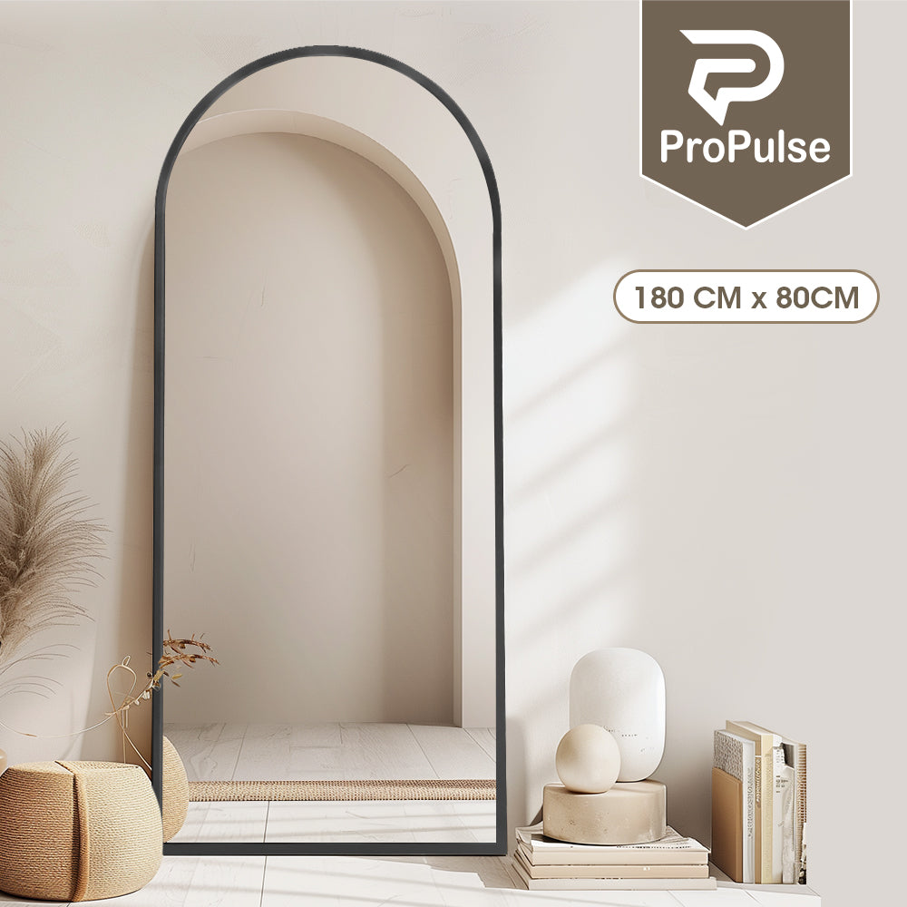 ProPulse Black Full Length Mirror Floor Standing or Wall Mount Makeup Home Decor