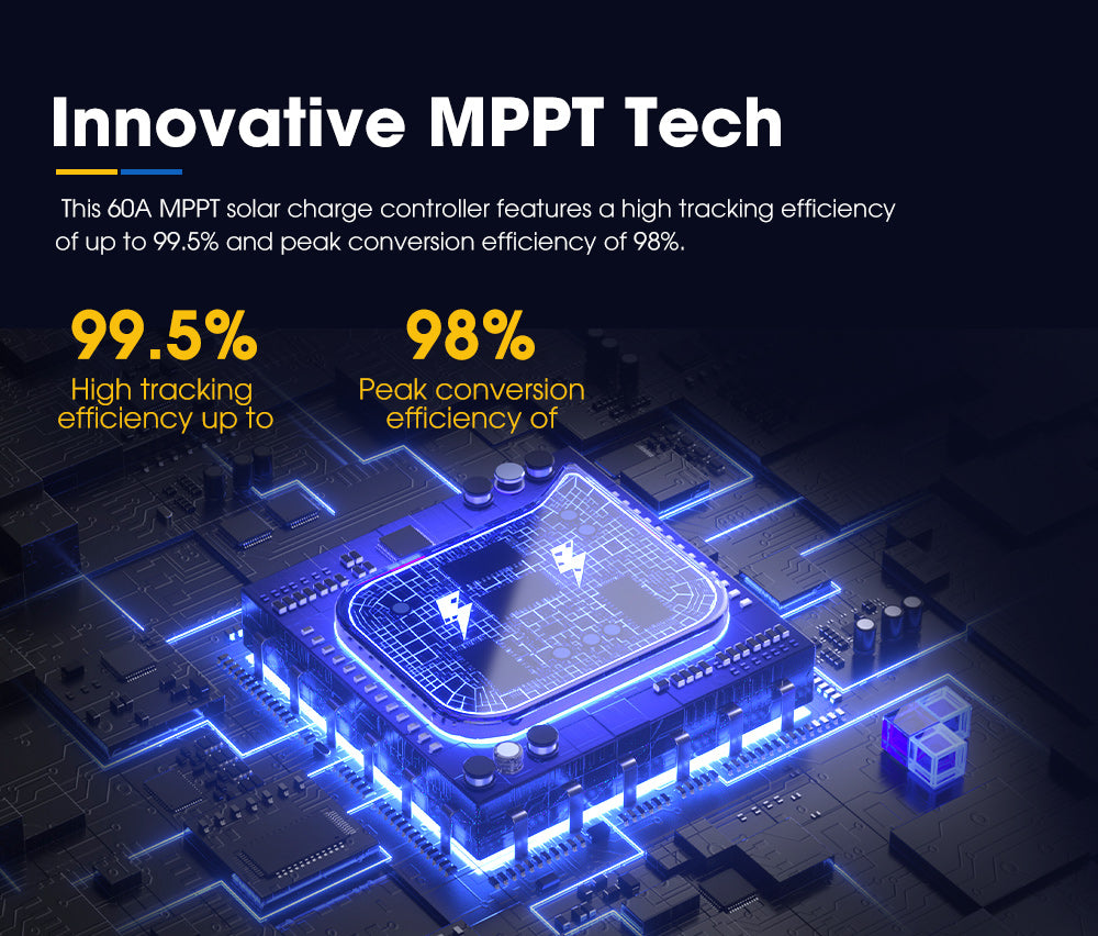 60A MPPT Bluetooth Solar Charge Controller LiFePO4 Battery Compatible