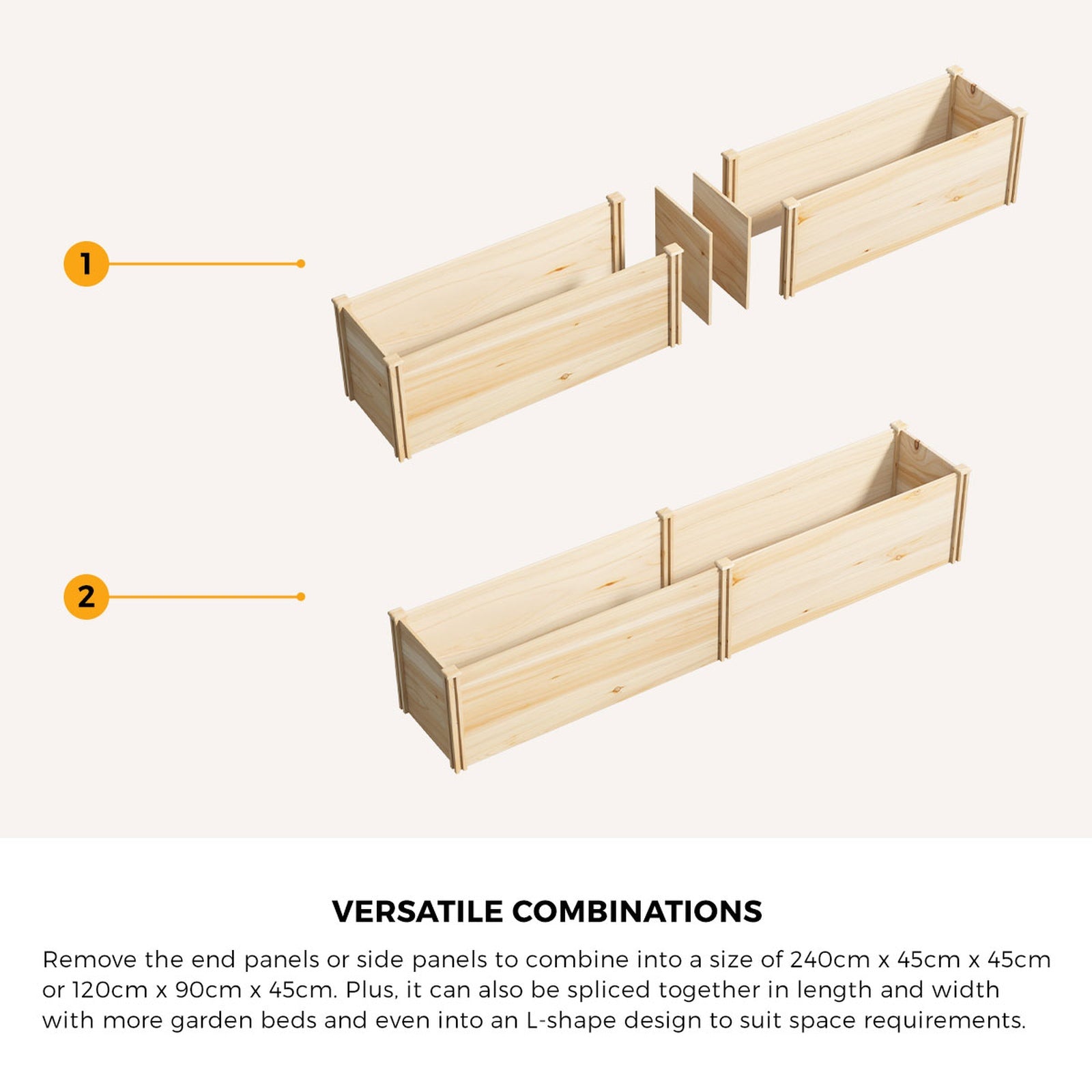 Livsip Garden Bed 240x45x45cm Raised Wooden Planter Box Container Growing Plant