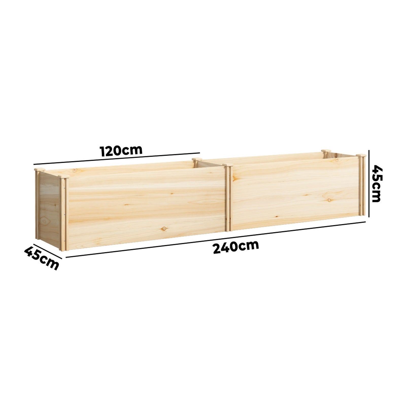 Livsip Garden Bed 240x45x45cm Raised Wooden Planter Box Container Growing Plant