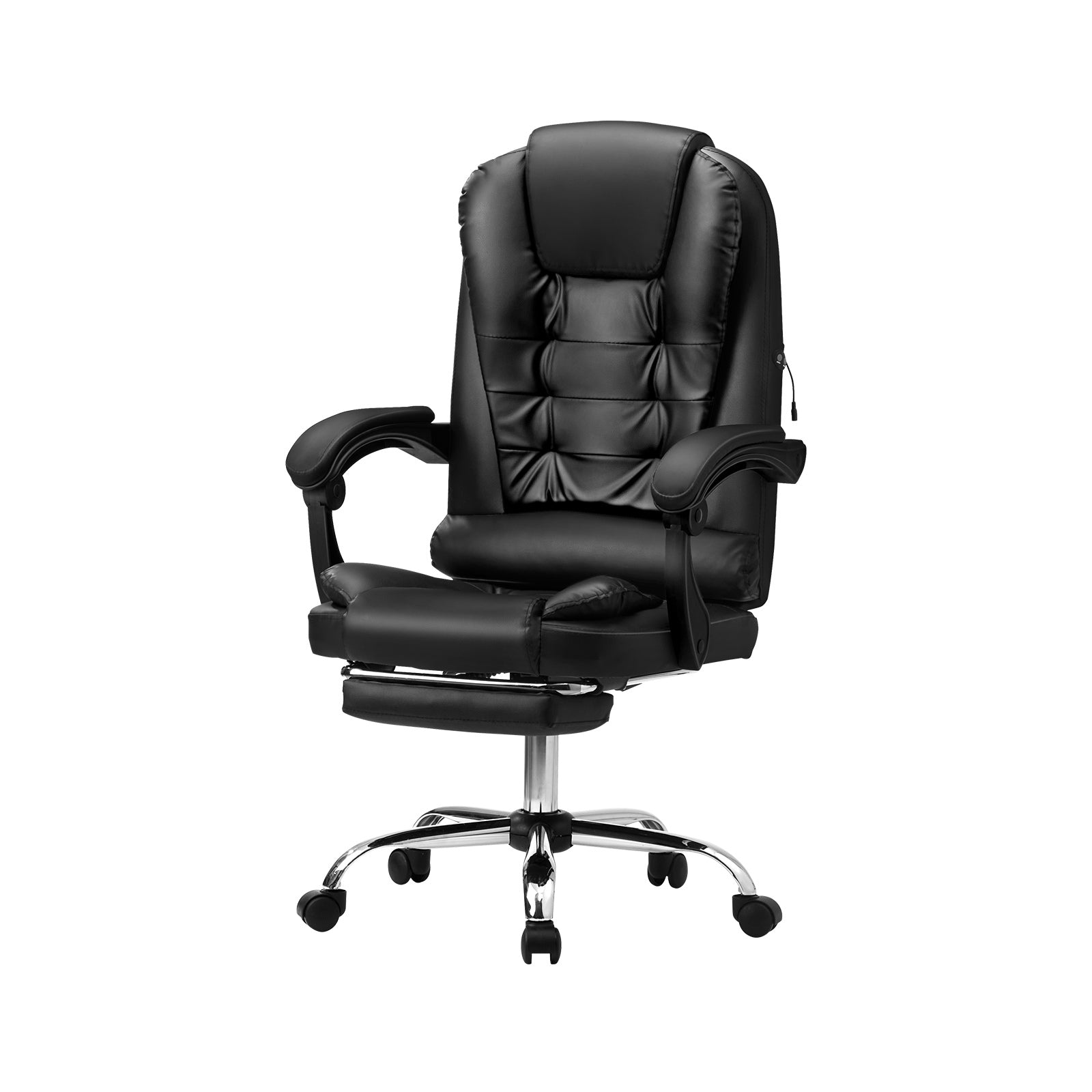 Oikiture Massage Office Chair Executive Gaming Racing Chairs PU w/Footrest Black