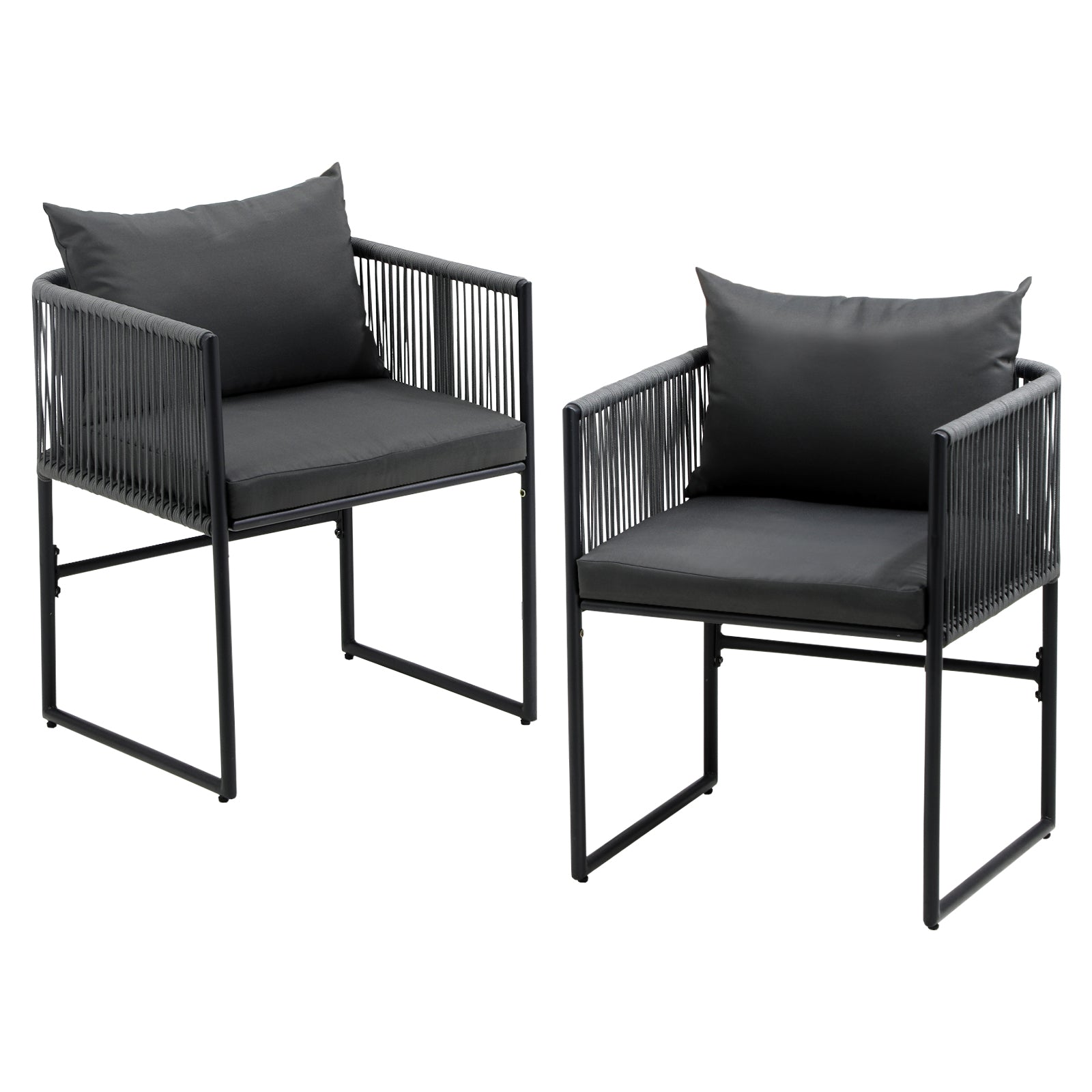 Livsip Outdoor Dining Chairs Furniture 2 Piece Lounge Patio Garden Set Grey