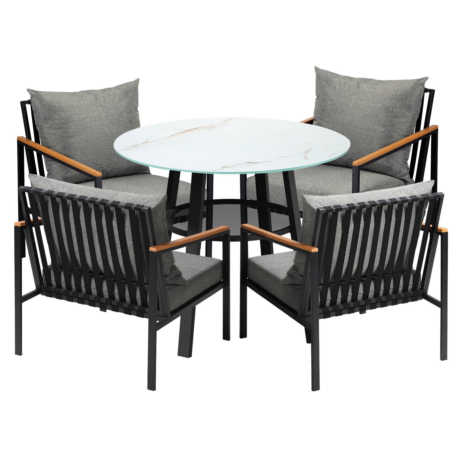 Livsip Outdoor Dining Setting Table Sofa Chairs Patio Furniture Set 5PCS