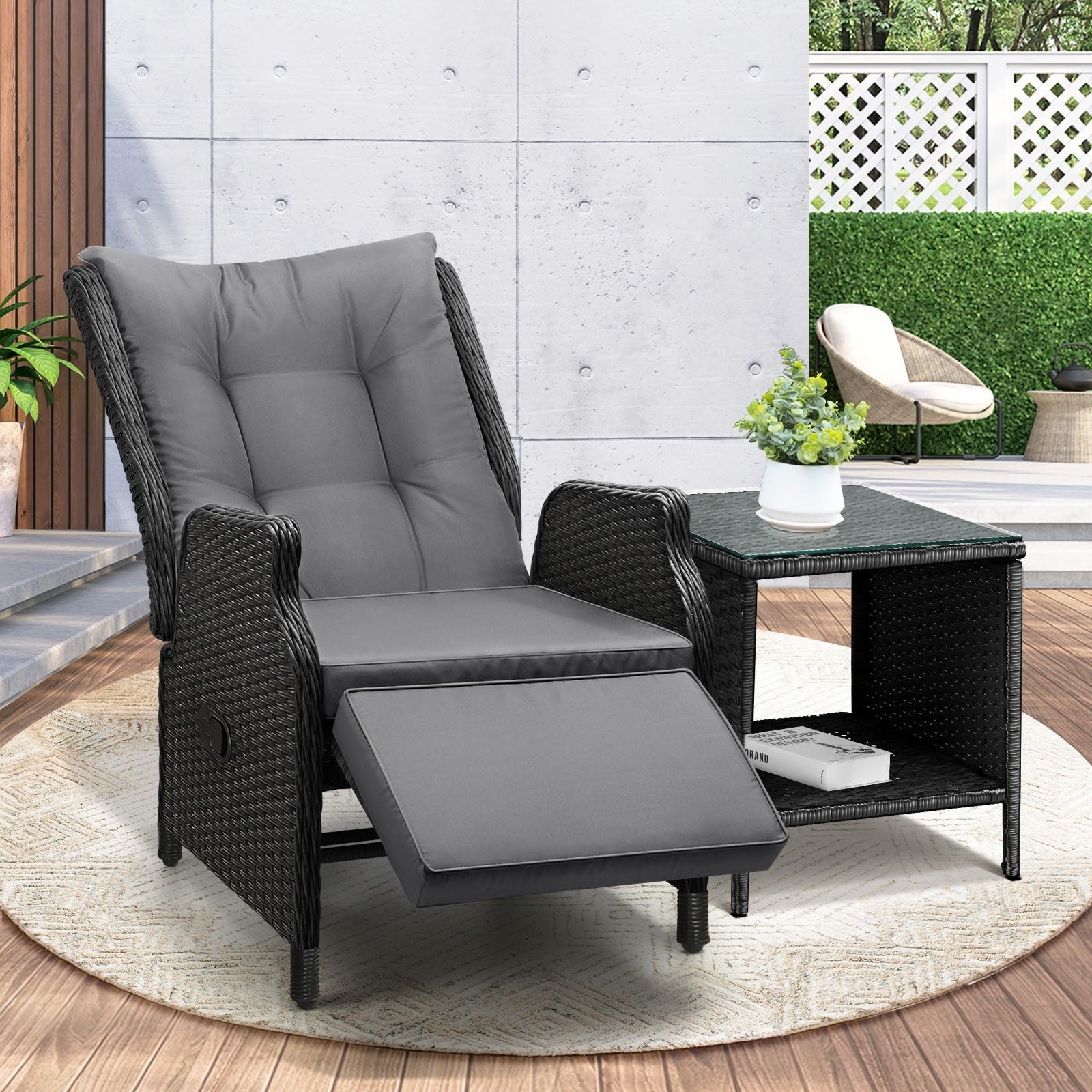 Livsip Outoodr Recliner Chair & Table Sun Lounge Outdoor Furniture Patio Setting