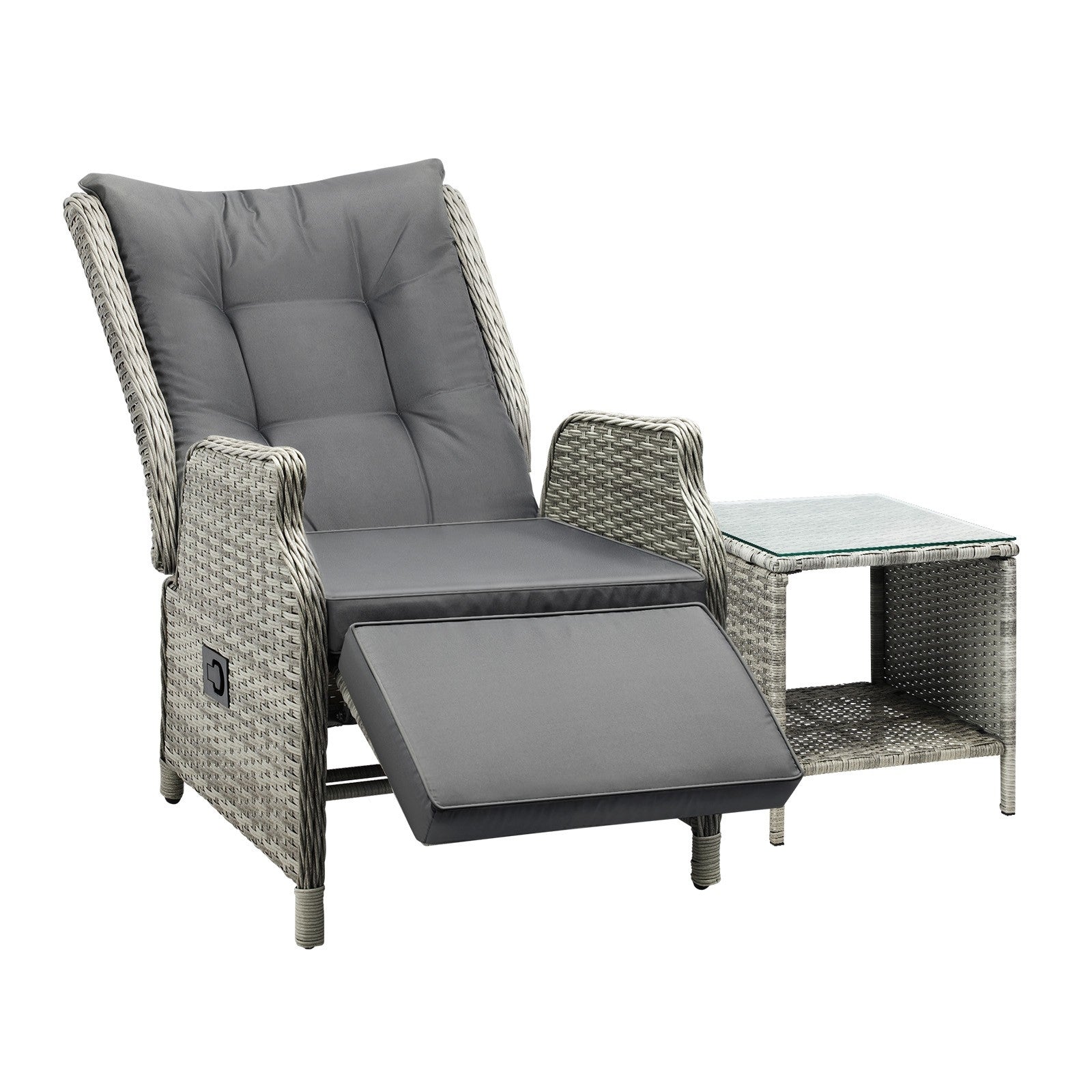 Livsip Outdoor Recliner Chair Sun Lounge & Table Set outdoor Furniture Patio Sofa