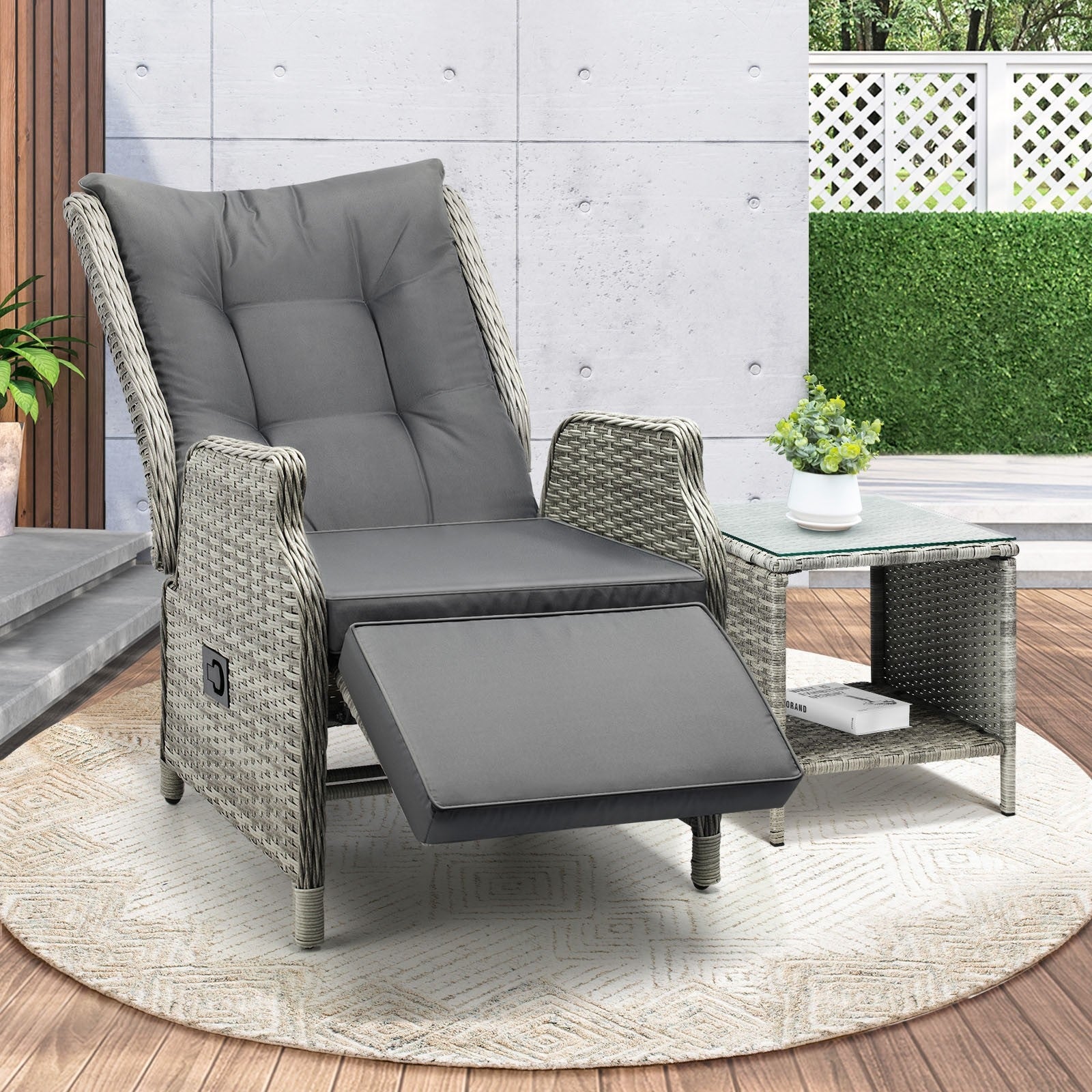 Livsip Outdoor Recliner Chair Sun Lounge & Table Set outdoor Furniture Patio Sofa